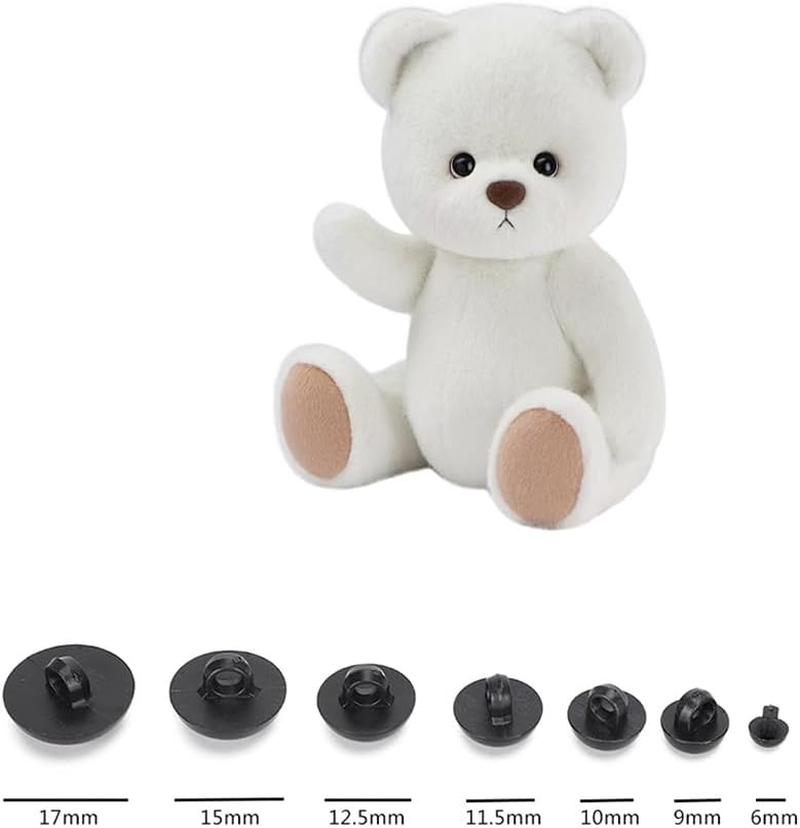 DIY Black Plastic Safety Eyes, Safe Crochet Eye Sewing Crafting Eyes Buttons Washers Assorted Sizes Bulk for Craft Teddy Bear Doll Crocheting Puppet Plush Stuffed Animals Making with Box 184PCS