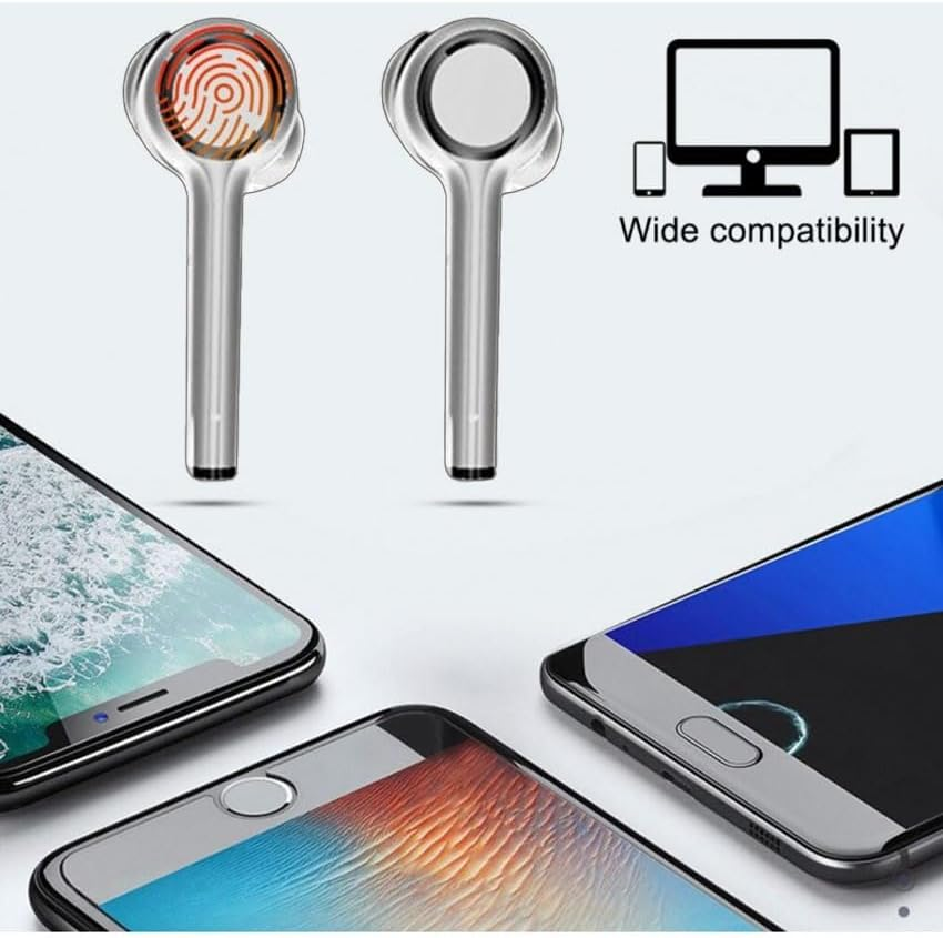 PRENDELUZ Wireless Bluetooth Headphones White Waterproof with Charging Box Smart Touch Compatible with Ios/Android image number 2