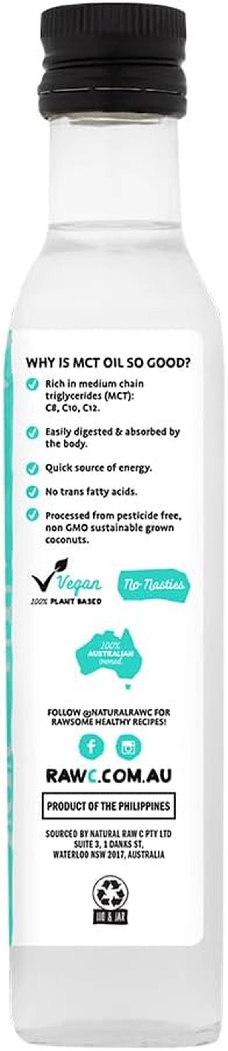 Raw C MCT Premium Liquid Coconut Oil 250 Ml image number 1