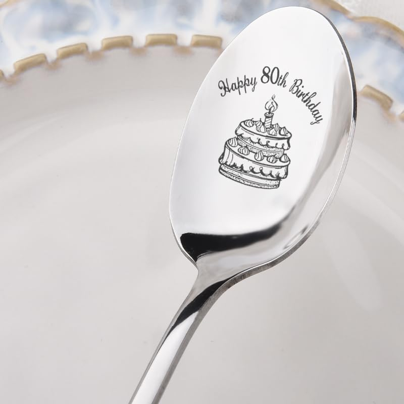 Happy 80Th Birthday Gifts for Nana Papa 80 Year Old Birthday Gifts for Father Mother 1944 Birthday Gifts for Sister Brother 80Th Bday Spoon for Women Men 80 Yr Old Birthday Present for Grandma Grandpa