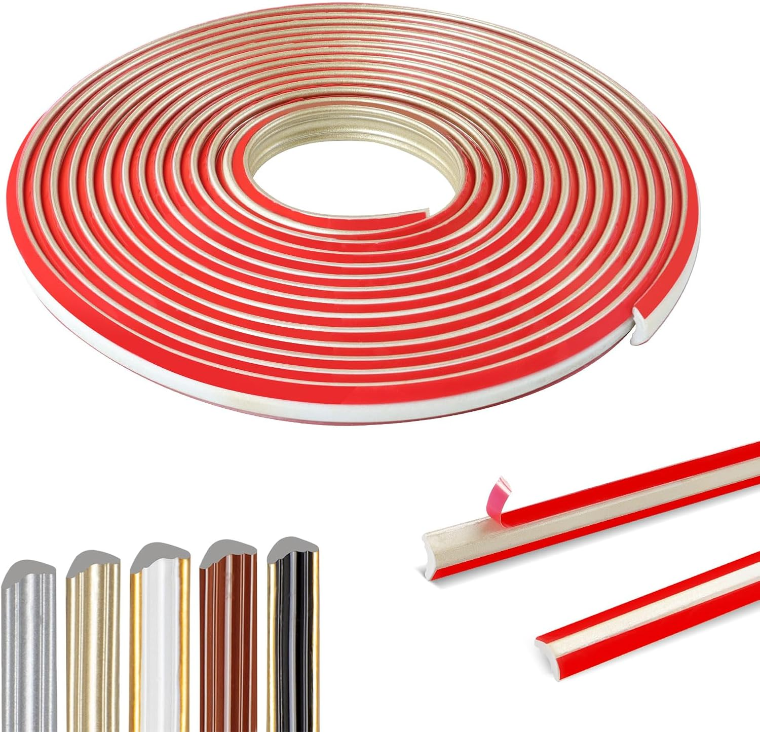 300Cm Flexible Moulding Trim Adhesive,Pvc Coving for Ceilings Waterproof,Corner Trim，Self Adhesive Trim for Wall，Edge Corner，Windows Door Mirror Frame and Border Edge(12 X 9Mm / Champagne Gold)