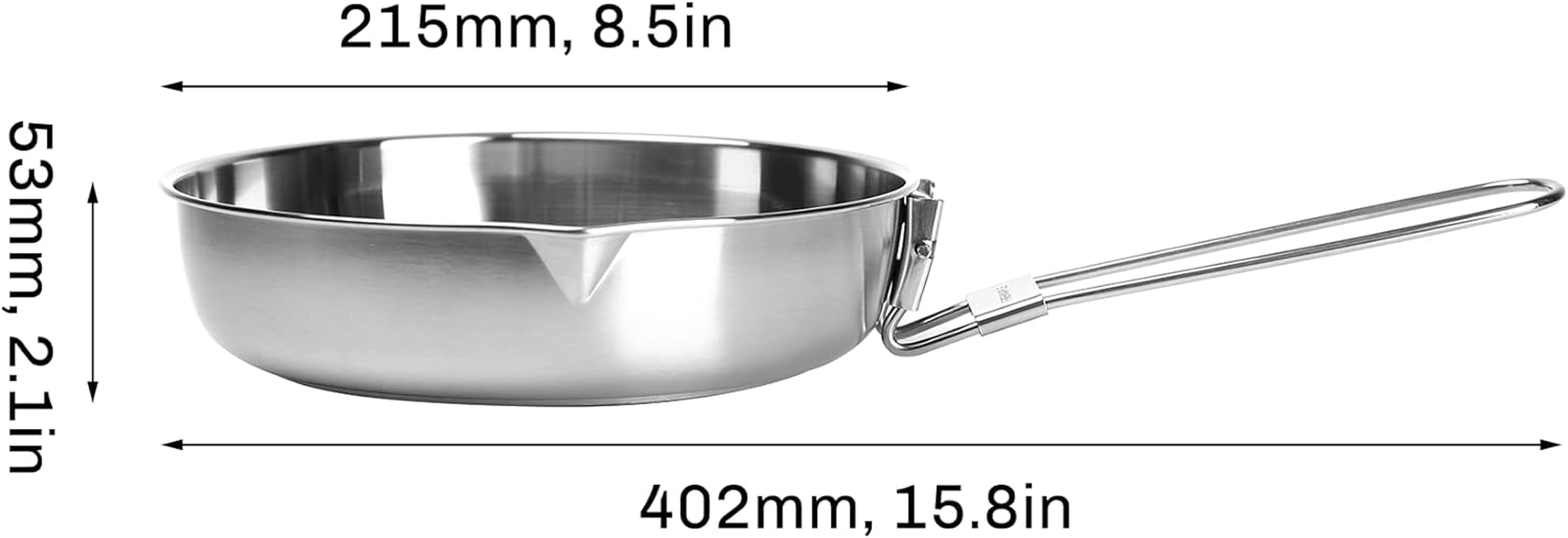 Fire-Maple Antarcti Stainless Steel Camping Frying Pan Skillet | 1.4L Portable Camp Cookware for Cooking Steak Egg | Omelette Pan Griddle Tableware with Folding Handle image number 4