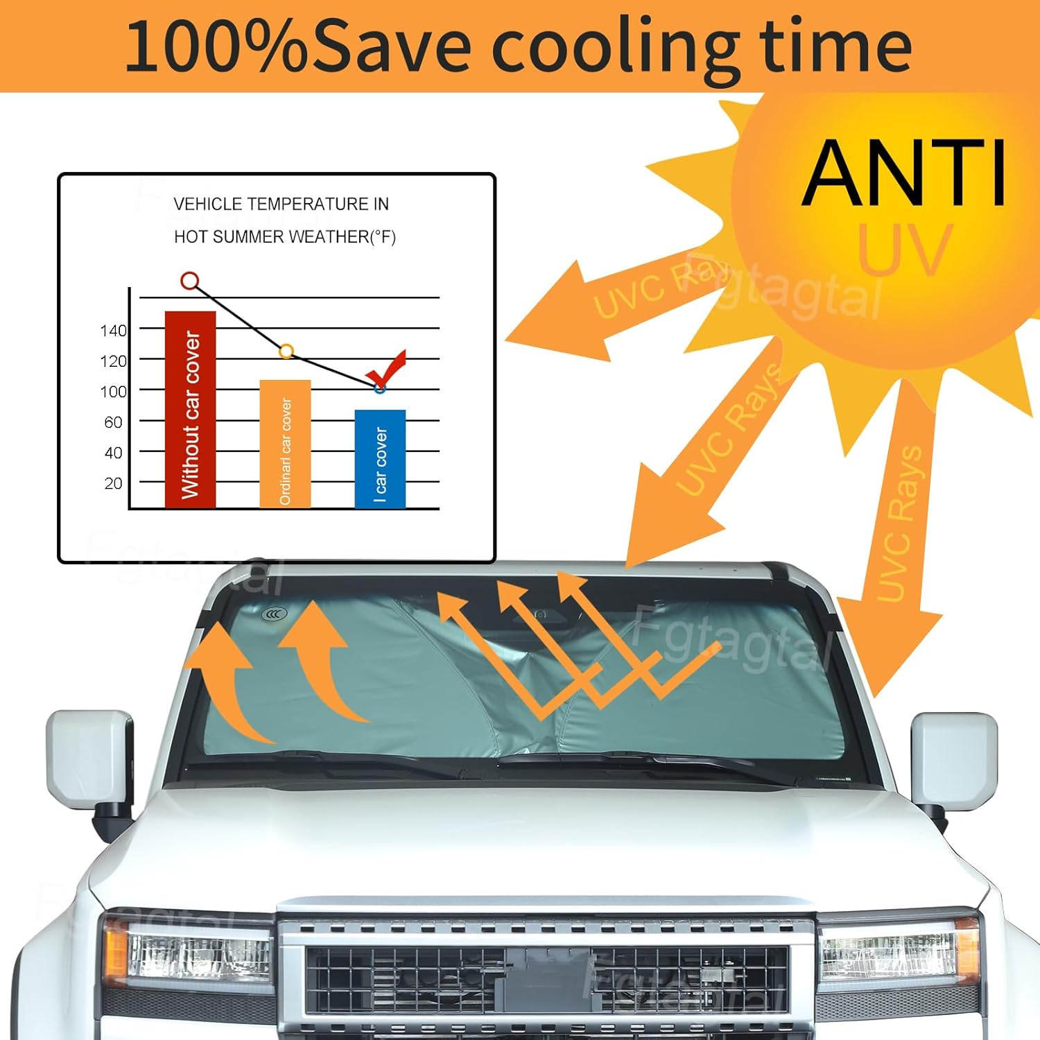 Windshield Sunshade Fit for Toyota Land Cruiser 250 Prado J250 LC250 2024+, Folding Car Sun Shade for Front Window, Auto Sun Protection Visors Blocks UV Rays and Keeps Vehicle Cool(Silver) - Silver image number 5