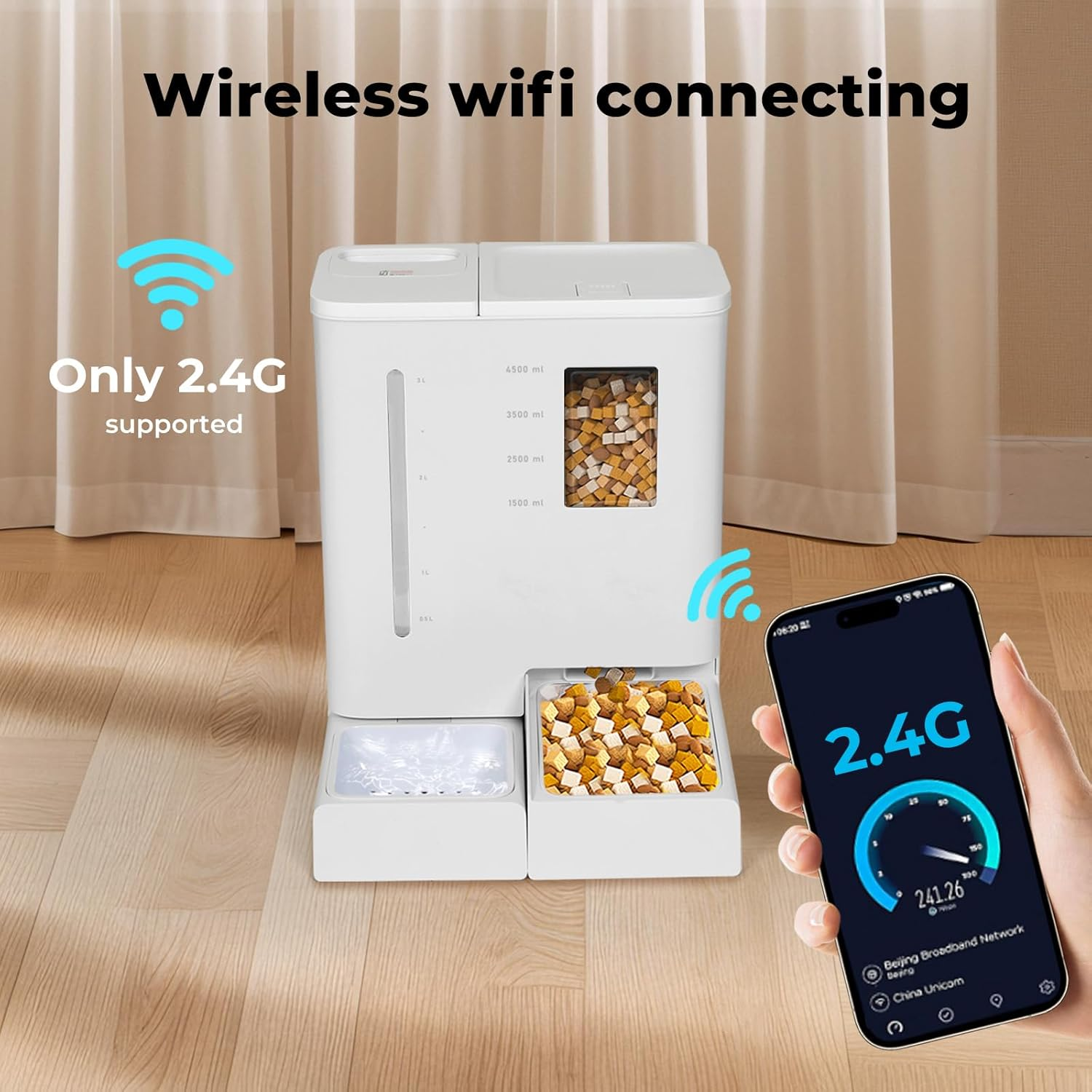 Pawz 2-In-1 Automatic Pet Feeder Waterer, Wifi Smart Dog Cat Feeding Drinker with App Control Voice Recorder, 4L Water 5L Food Large Cat Dispenser for Multiple Pets, Auto Timed Pet Feeder