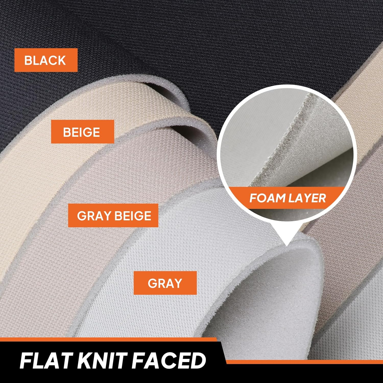 Foam Backed Automotive Flat Knit Headliner Fabric Roof Lining Upholstery Craft Replace 1.5M Width (Grey, 1.5M X 2.2M) image number 1
