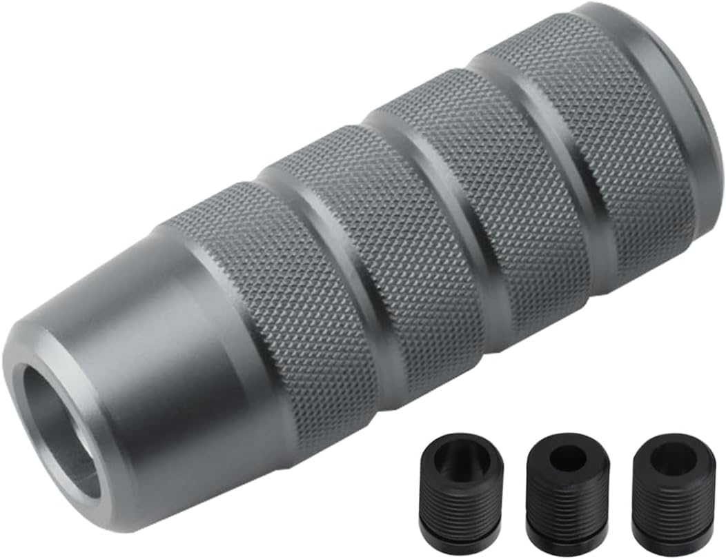 Osilly 95Mm/3.74" Car Shifter Knob, Aluminum Weighted Automotive Gear Shift Manual Knobs Lever with 3 Threaded Adapters M8 M10 M12 X 1.25, Universal for Vehicle（Silver）