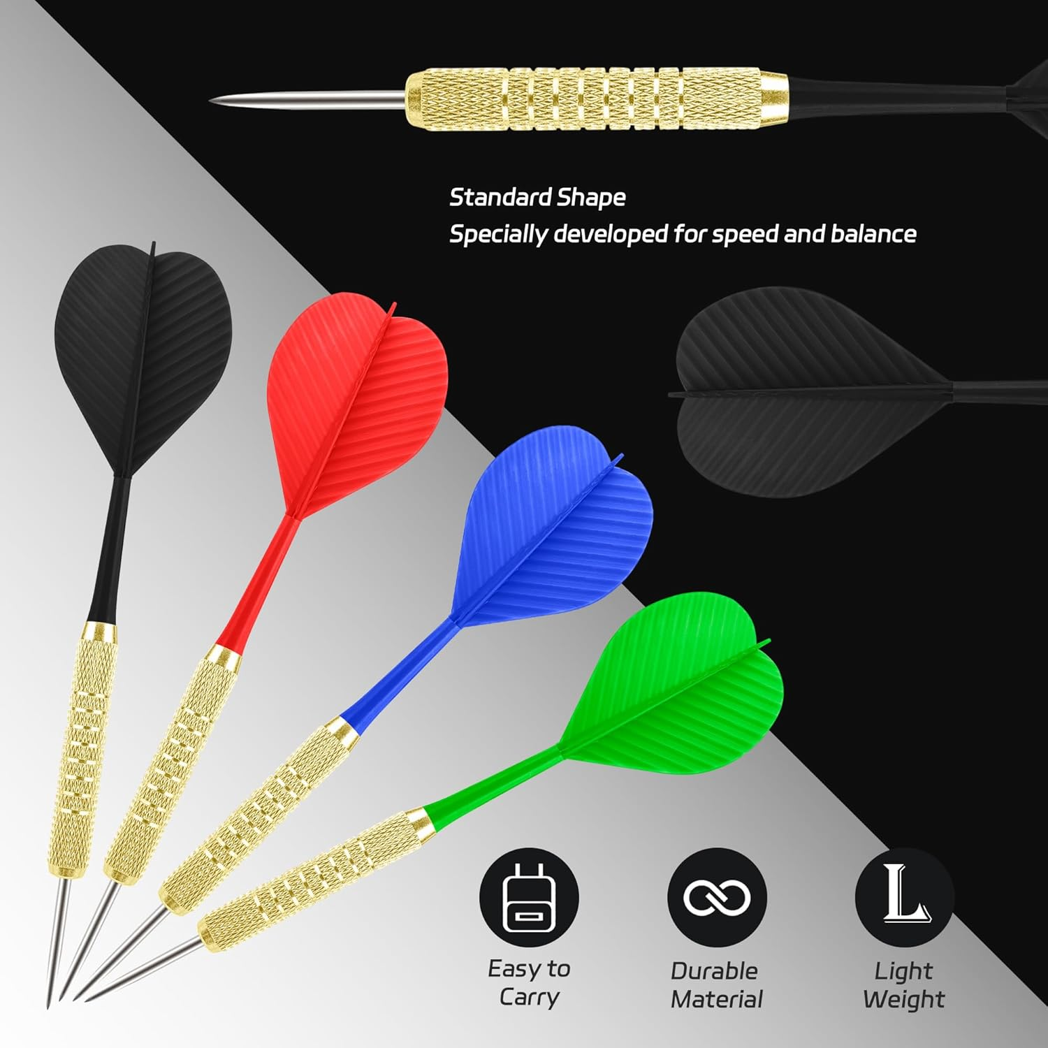 Cyeelife Steel Tip Darts,12 Pack Metal Tip Dart Set, Darts Metal Tip Set, Metal Darts for Dartboard image number 1