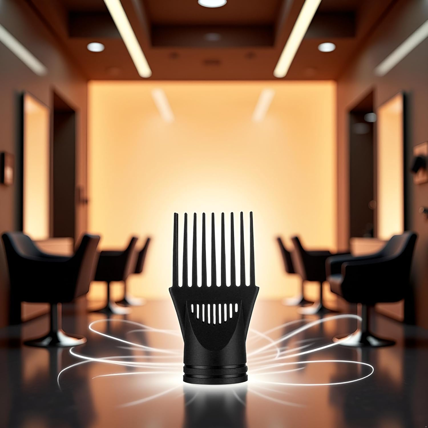 Hair Dryer Diffuser Professional Universal Hairdressing Wind Blow Cover Comb Attachment Nozzle Black Straightening Detangling Fine Curly Natural Hair Professional Processed Blow Dryer Comb Attachment image number 5