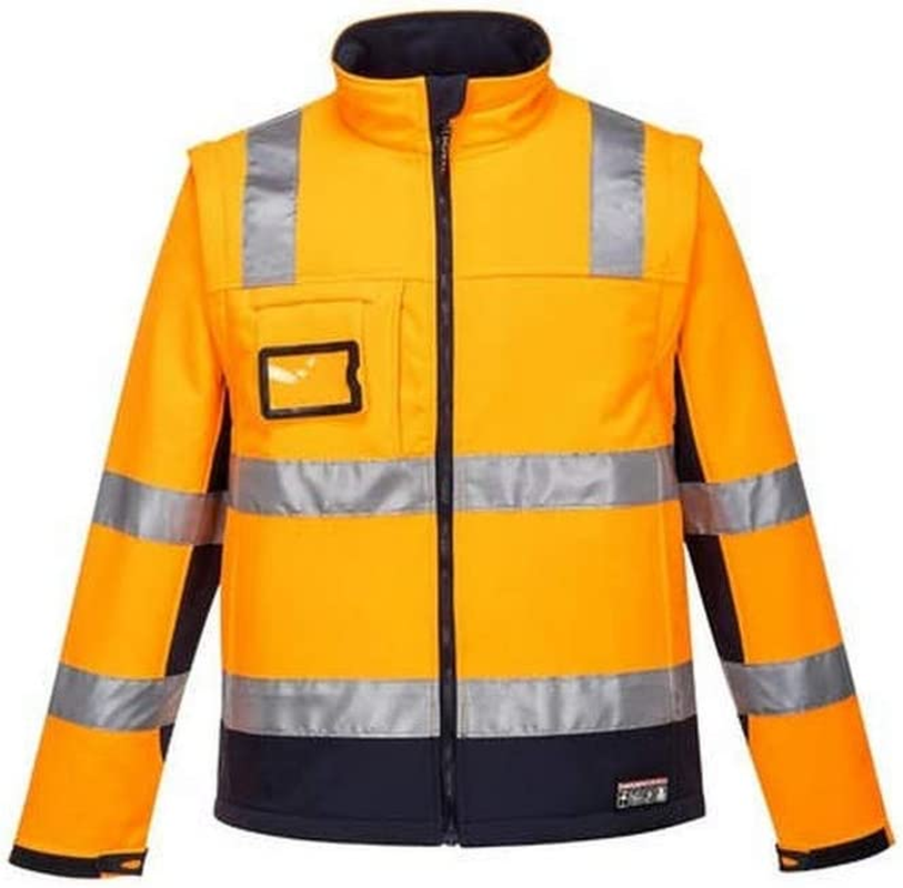 Huski K8074 High Visibility Reflective Chassis 2-In-1 Softshell Jacket Railway Orange, Medium