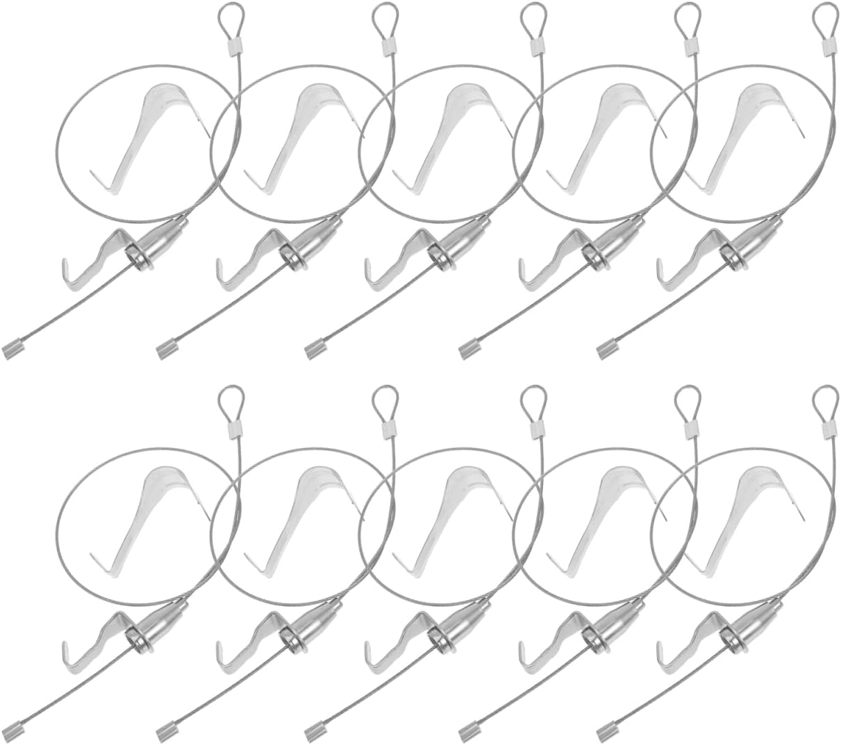OSALADI 10 Sets Picture Rail Hook Picture Hooks Art Hanging Kit Wire Kit Wire Hanger Hooks for Hanging Pictures Picture Wire Hanging Kit Picture Rail Hanging System Steel Wire