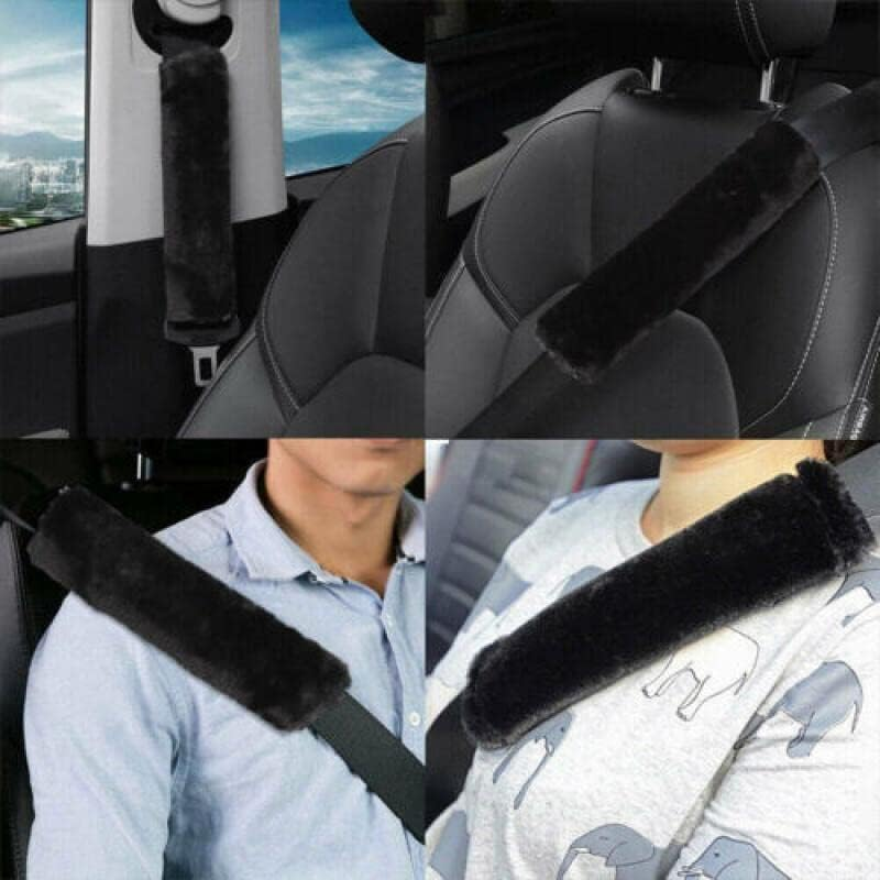 2 Pcs Car Seat Belt Strap Pad Soft Harness Shoulder Cushion Cover Protector &ndash; Faux Wool Shoulder Harness Cushion Covers for Comfort & Protection, Multi-Use Design