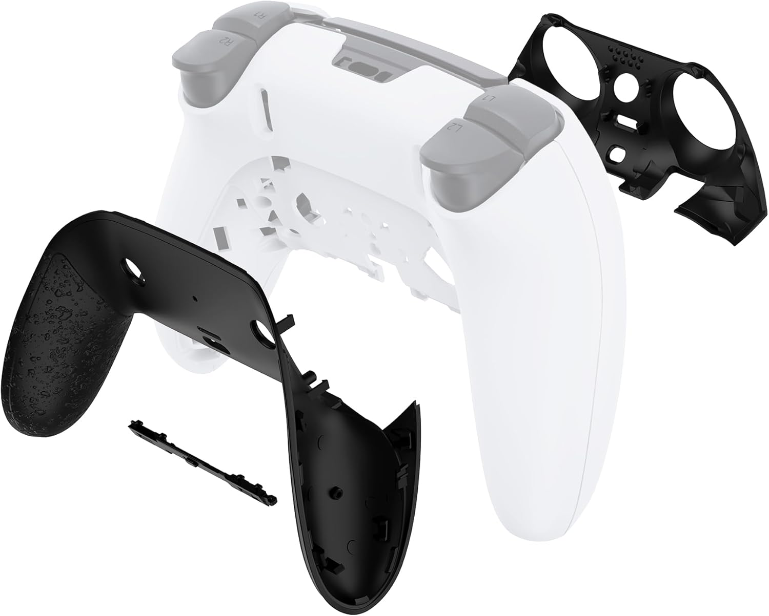 Extremerate Top Bottom Decorative Trim Shell Compatible with P S 5 Edge Controller DIY Replacement Front Back Clip Shell, Custom Textured Black Plates Cover Compatible with P S 5 Edge Controller - Textured Red image number 2