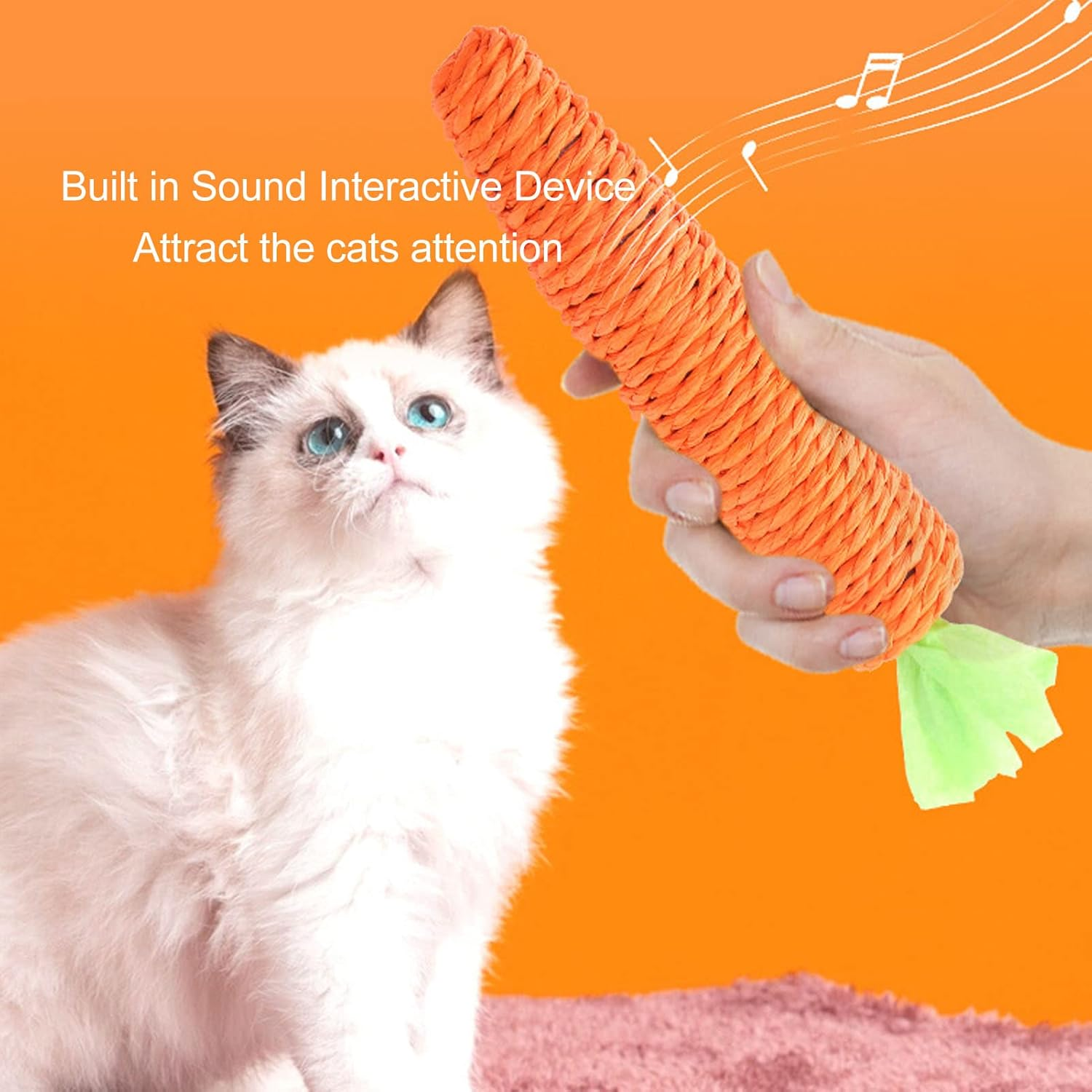 Pack of 10 Carrot Cat Toys, Filed with Catnip, Cute Bite Resistant Paper Rope, Cat Chew Toy, Cat Chew Toy, Interactive Cat Toy for House Cats, Cat Puzzle Game image number 2
