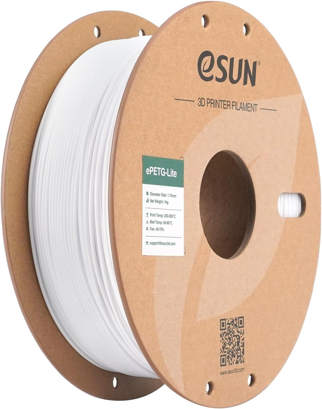 Esun Basic PETG Filament 1.75Mm, 3D Printer Filament PETG, Dimensional Accuracy +/- 0.05Mm, 1KG Spool (2.2 LBS) 3D Printing Filament for 3D Printers,Solid White image number 4