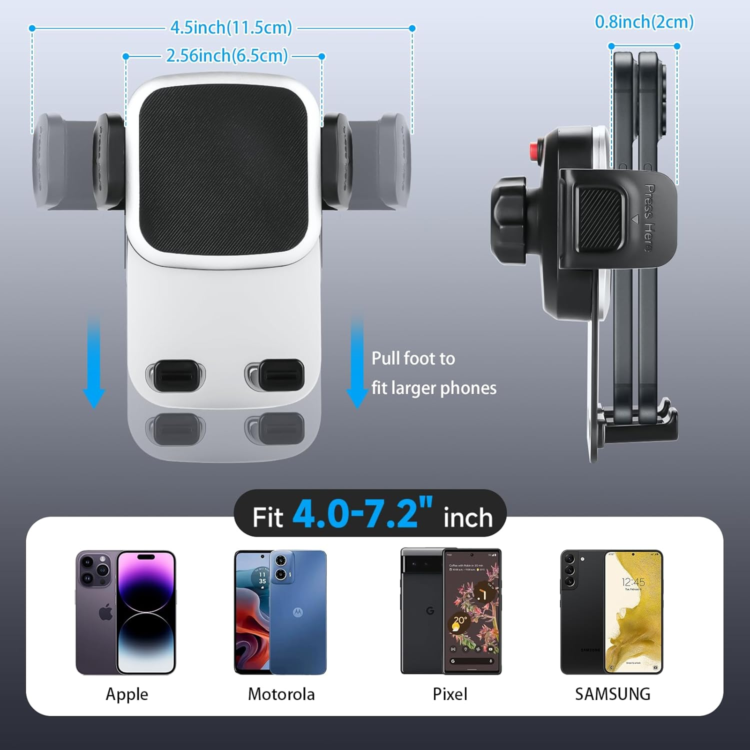 BSADIY Phone Mount for Tesla - Universal Adjustable Mount for Model 3/Y/Cybertruck Screen, Non-Adhesive, Fits All Phones image number 1