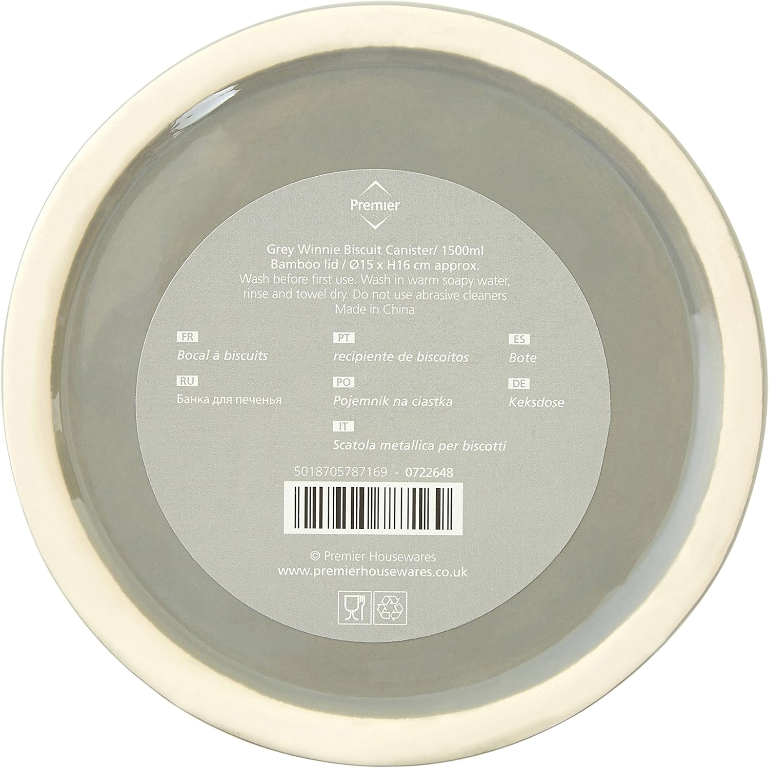 Premier Housewares Biscuit Ceramic Kitchen Storage Jars Grey Cookie Jars for Biscuits Canisters for the Kitchen Tea Coffee Sugar Tea Coffee and Sugar Canisters image number 4