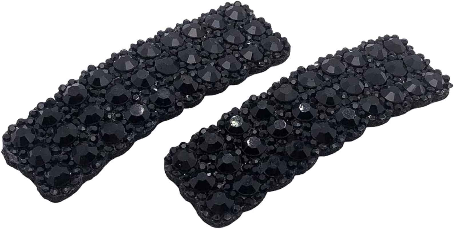 2Pcs Black Rhinestones Snap Hair Clips for Women Girls Rectangular Hairpins Korean Barrettes Hair Accessories，Clips and Barrettes image number 2