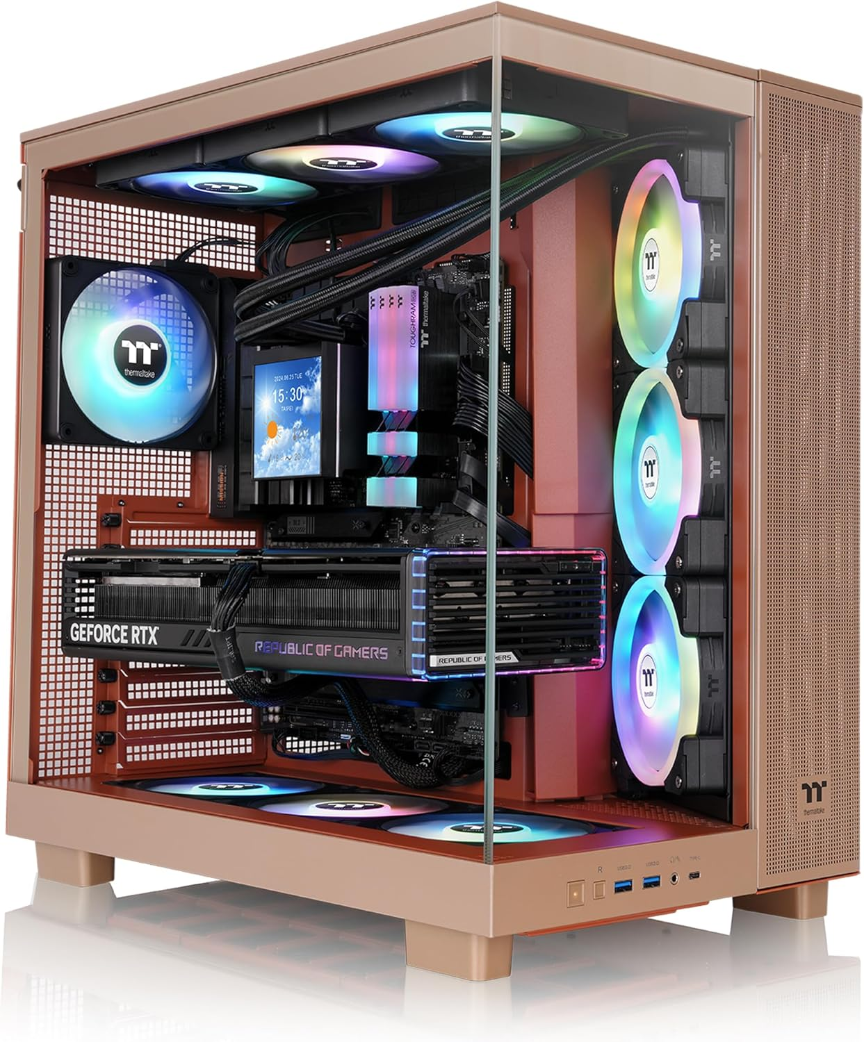 Thermaltake View 380 XL Tempered Glass ARGB Mid Tower Case Gravel Sand Edition, CA-11E-00MGWN-00 - Bumblebee image number 3