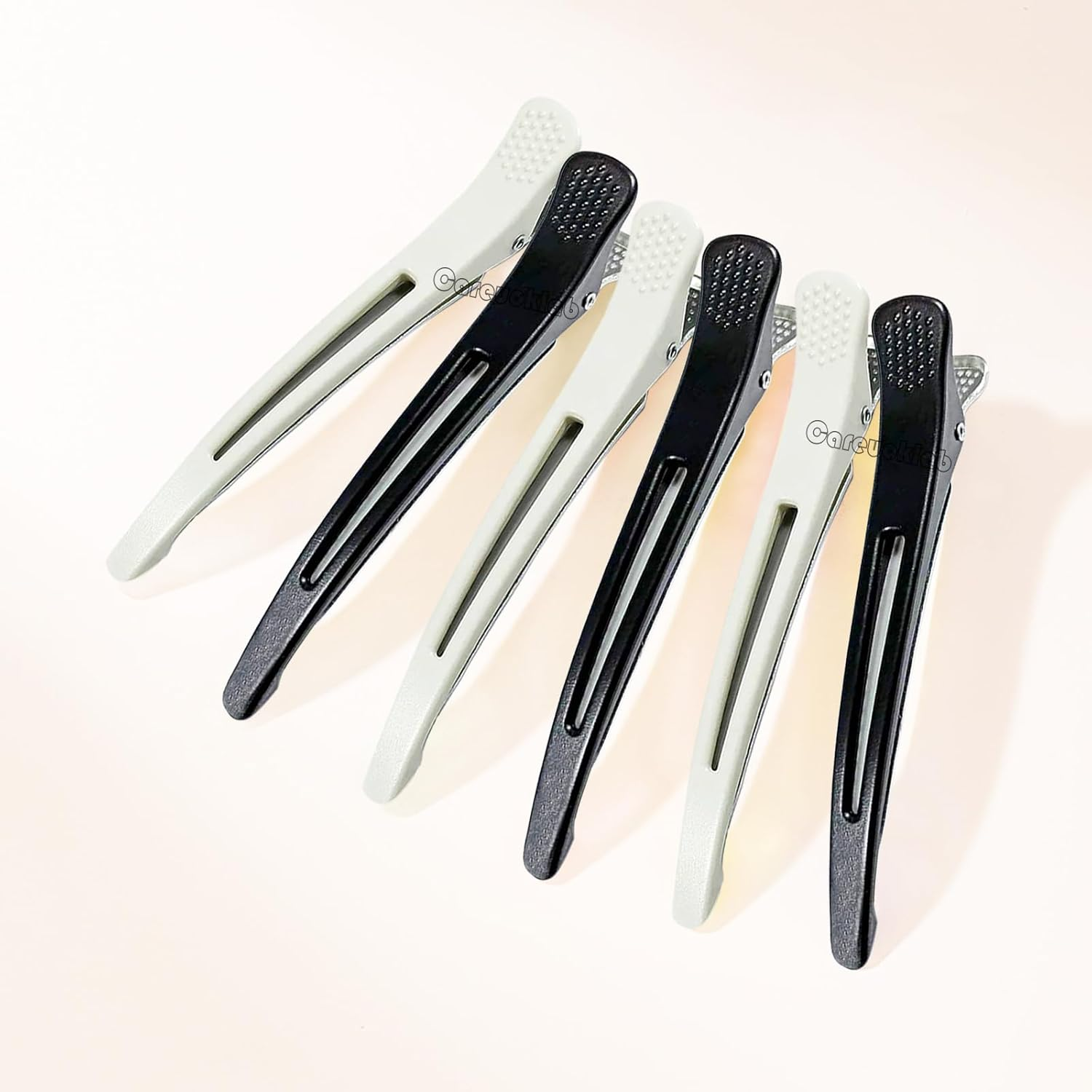 6 Pack Duck Bill Clips for Styling and Sectioning, Non-Slip with Silicone Band, No-Trace Duckbill Alligator Hair Clips for Thick & Thin Hair-Professional Salon Hair Clips