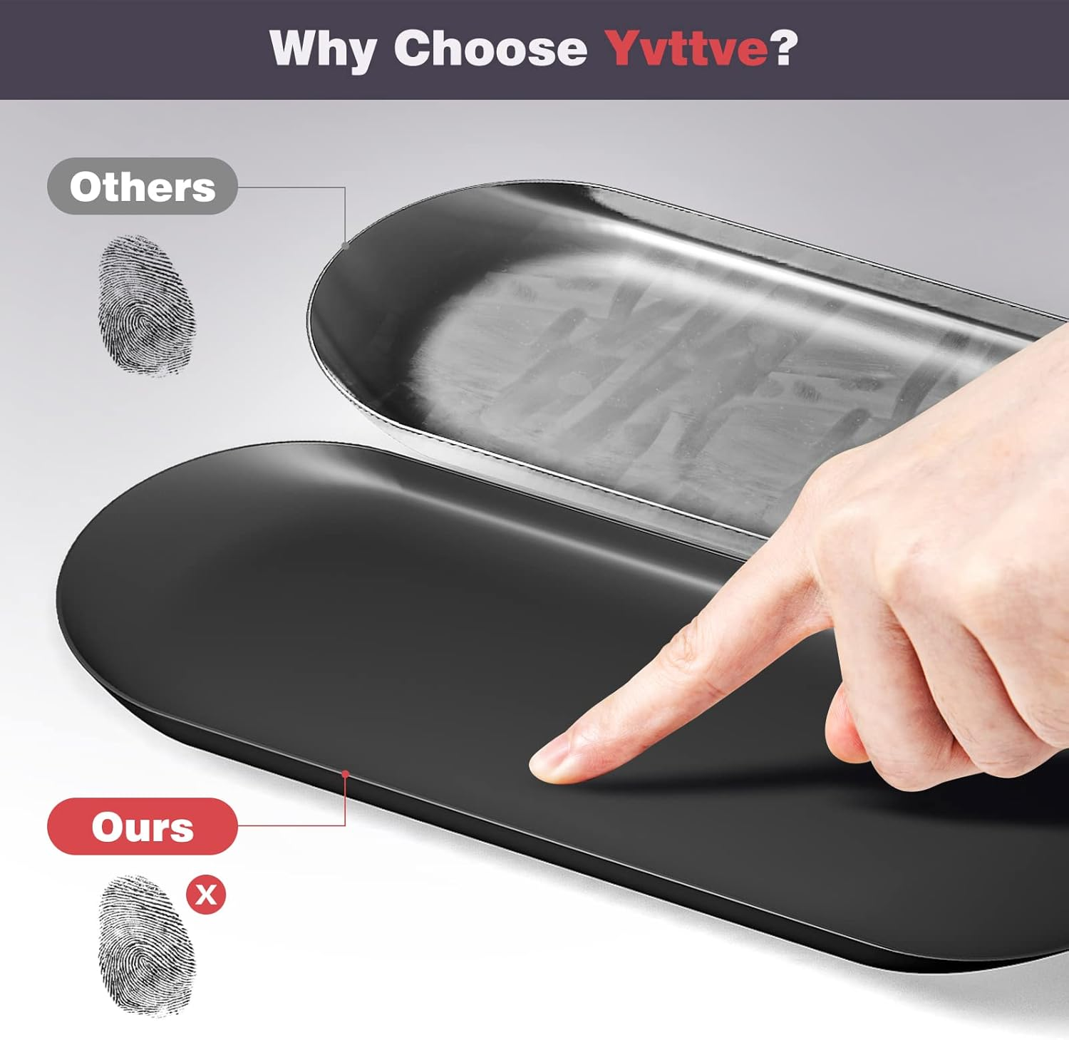 Black Bathroom Vanity Tray, Oval Small Decorative Serving Tray, Jewelry Dish Metal Trinket Tray, Perfume Candle Key Towel Storage Tray (Black, 30Cm 1 Pcs) image number 3