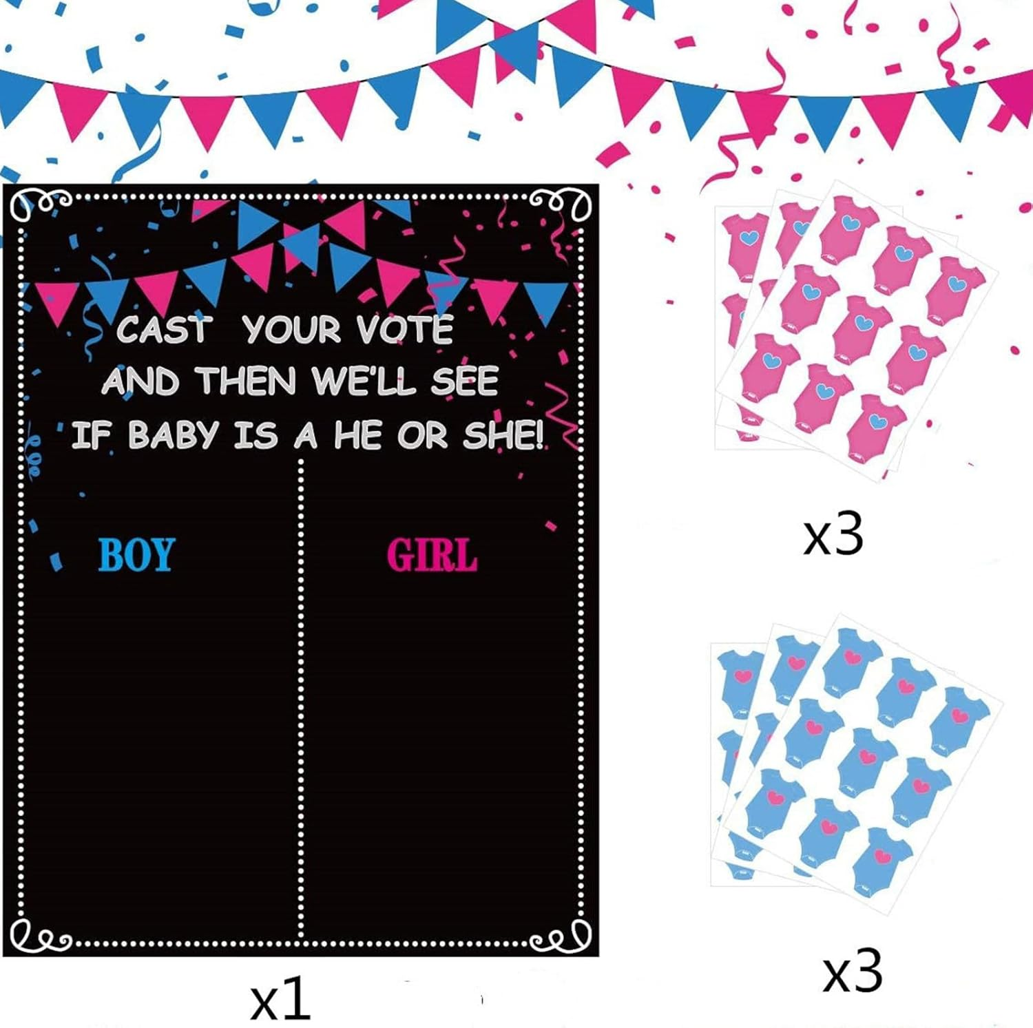 Gender Reveal Decorations - 54 Voting Poster Ideas Gender Reveal Game Props Boy or Girl Party Supplies for Gender Reveal Voting Boards