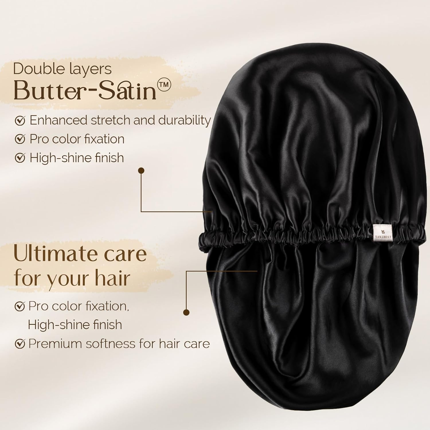 Satin Bonnet Sleep Bonnet Cap - Extra Large, Double Layer, Reversible, Adjustable Satin Cap for Sleeping Hair Bonnet &hellip; image number 2