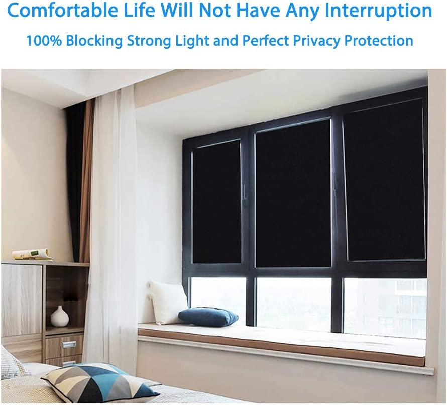 Arthome All Blackout Window Film, 45X254Cm Removable Privacy Film，Anti UV Dark Window Tint Frosted Decorative Privacy Films No Glue Self Static Cling for Bathroom Living Bedroom Kitchen Home image number 1