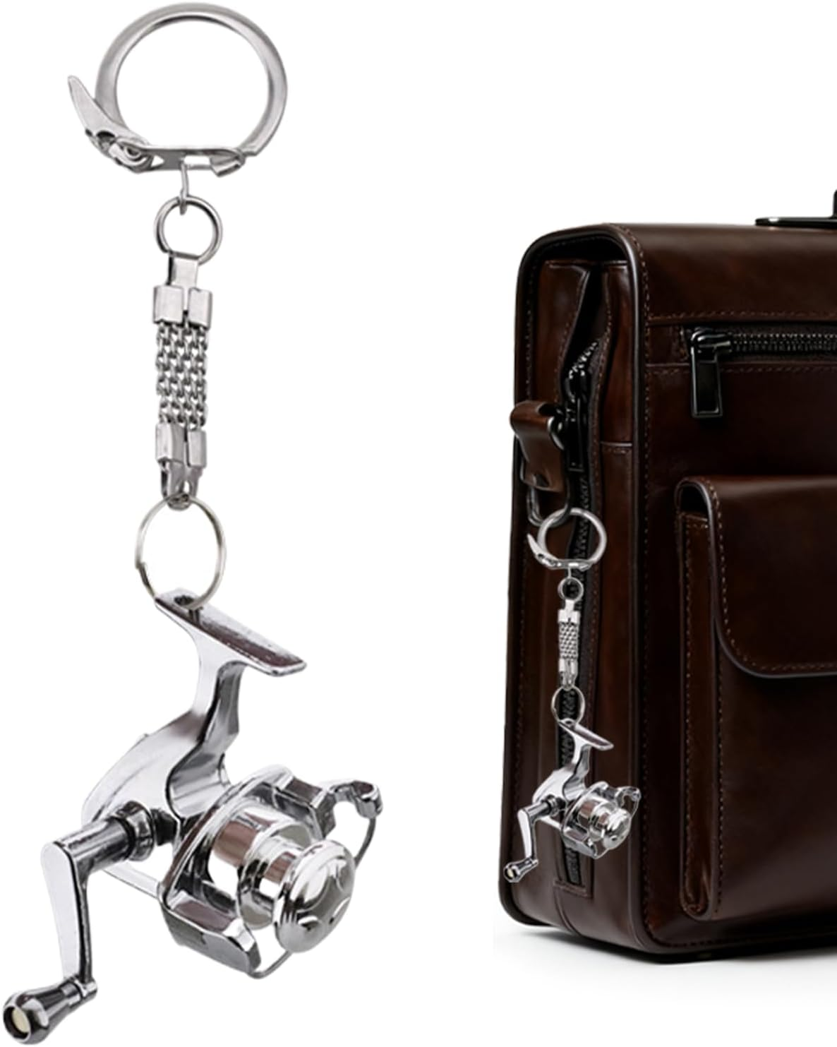 Bag Charm - Fishing Reel Metal Key Chain - Fishing Tackle Fidget Keychains - for Purse Handbag Wallet Phone Luggage Truck School Travel Party Office Home Angler Women Men