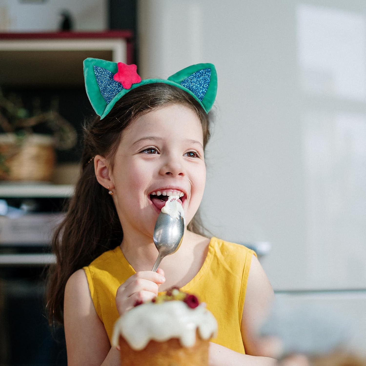 Cat Ears Headbands for Kids 4Pcs Cat Ears Preschooler Cat Cosplay Toddler Halloween Headband Glitter Hairband Accessories Birthday Party Supplies image number 4