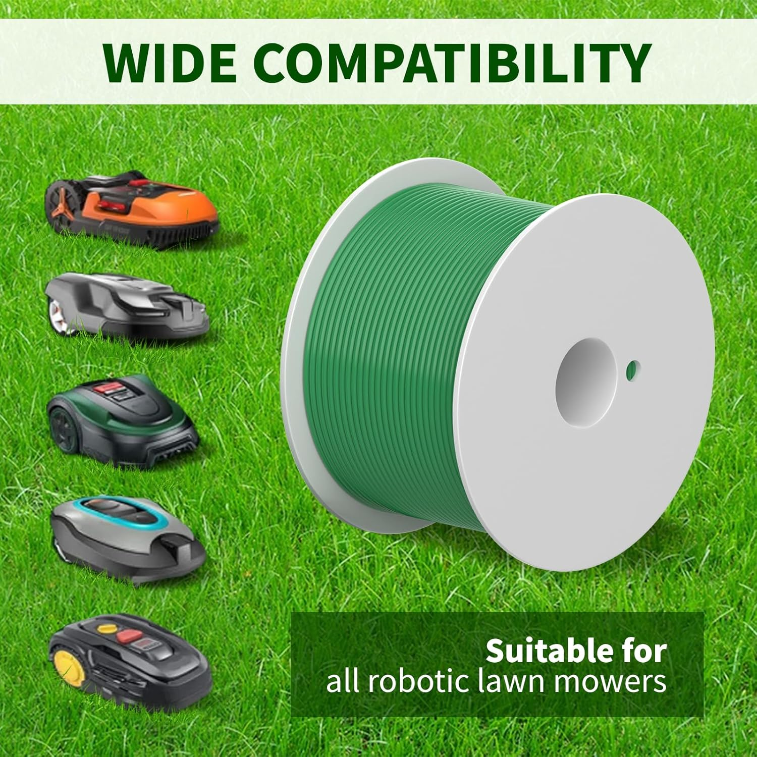 100 M Universal Boundary Cable for Robotic Lawnmower - Headley Tools Boundary Wire Contains 50 X Pegs + 10 X Cable Connectors + 9 X Titanium Blades Compatible with Gardena/Husqvarna/Worx image number 2