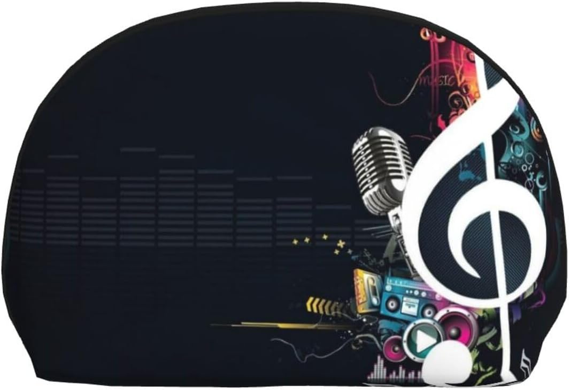 Cozimangoe Coin Pouch Makeup Bags Set, 2 Piece Shell Shape Cosmetic Bag with Pockets for Daily Travel Handbag Lipstick Keys Toiletry, Personalized Abstract Music image number 2