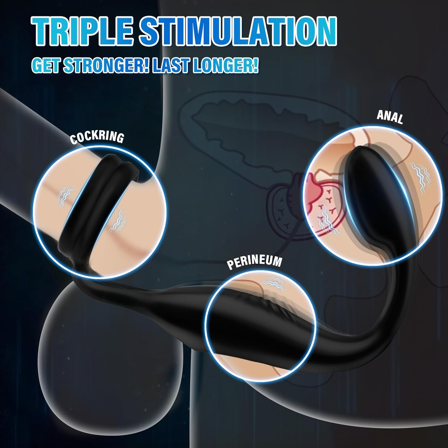 Vibrating Cock Rings Anal Vibrator - Mens Anal Sex Toy Prostate Massager Vibrator with 10 Modes, Remote Control Vibrating Butt Plug Penis Scrotum Stimulator, Male Vibrator Couple Anus Anal Toy image number 4