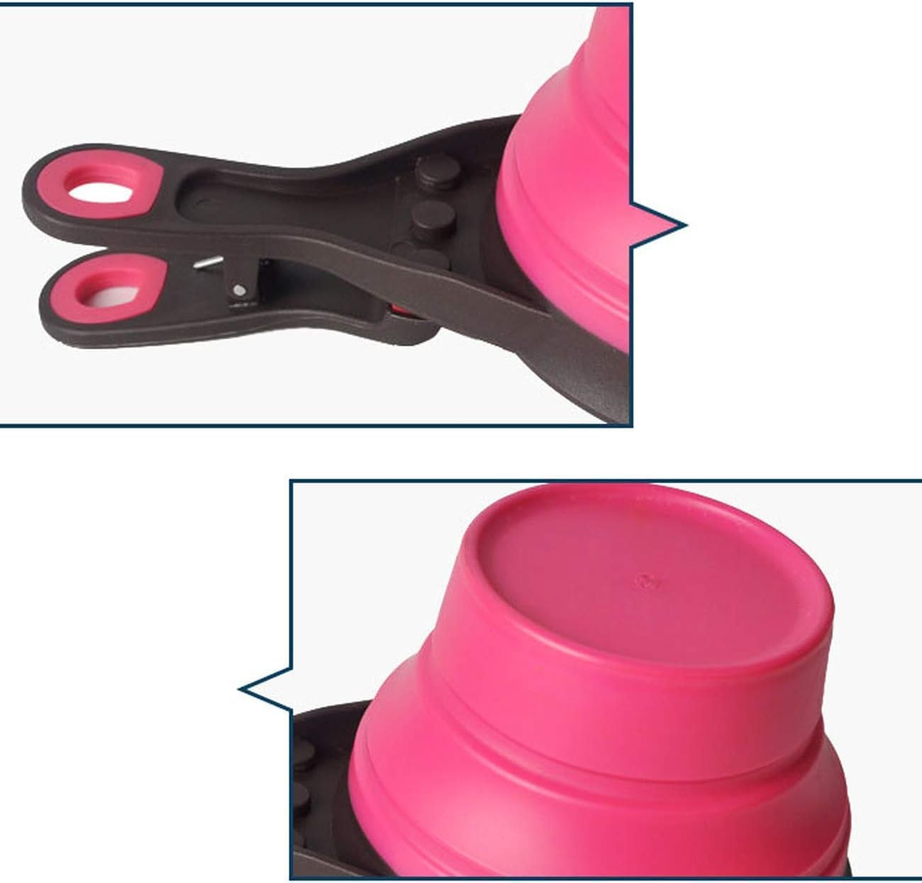 Collapsible Pet Scoop Silicone Measuring Cups Set Sealing Clip 2 in 1 Multi-Function Scoop Bowls Bag Clip for Dog Cat Food Water Set of 2 (1 Cup & 1/2 Cup Capacity) image number 4