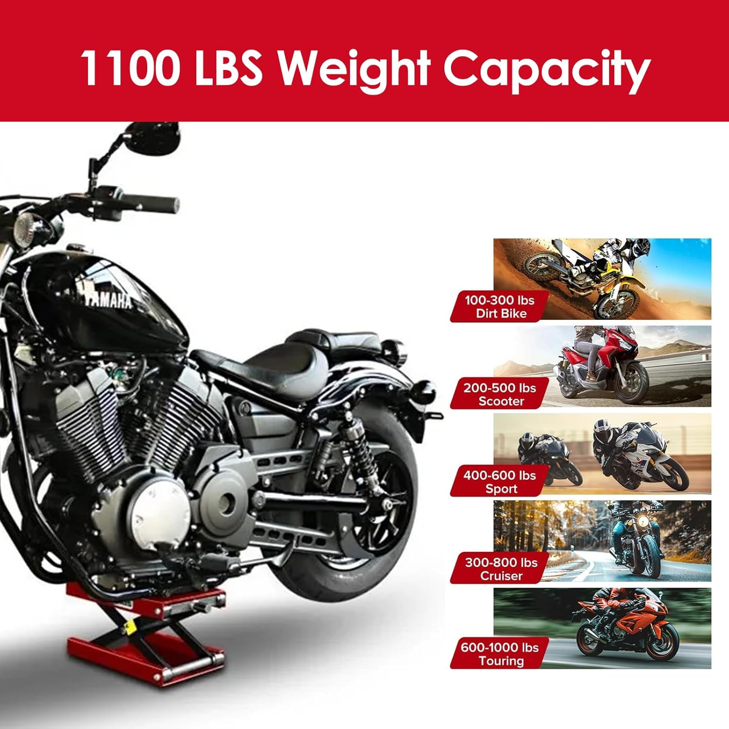 Diyeeni 1102 LBS Motorcycle Lift, Motorcycle Lift Scissor Jack, 3.35In-13.39In Adjustable Height Range, Metal Motor Center Stand for ATV, Cruiser Bikes, Street Bikes