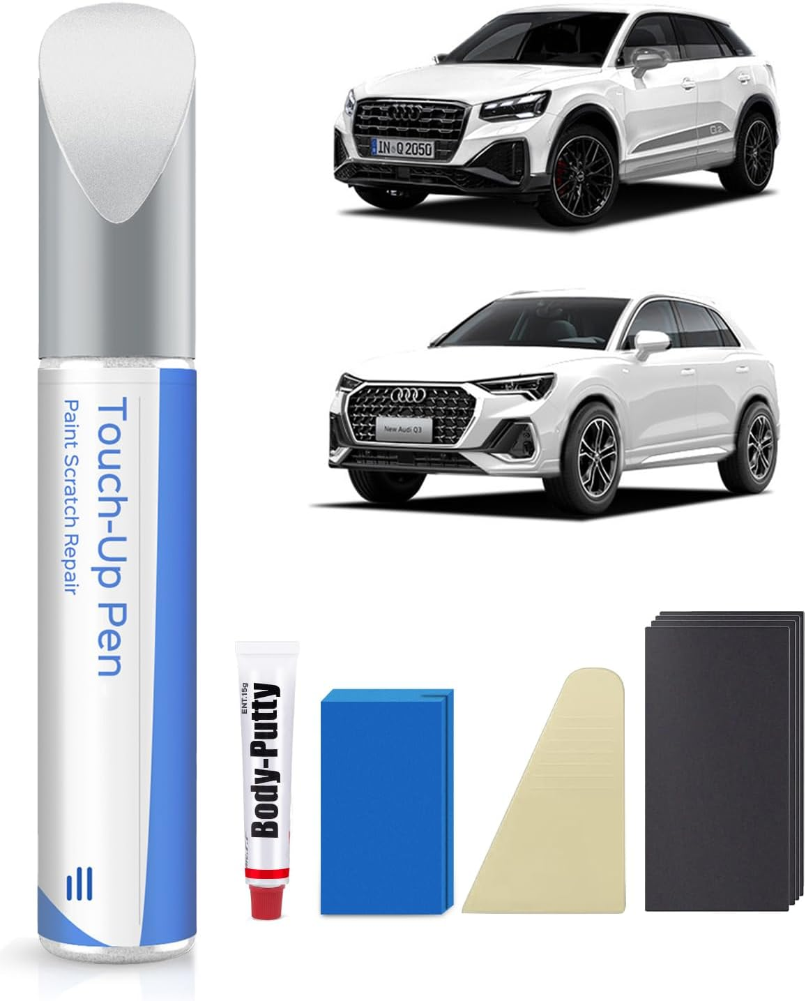 Glacier White Metallic(Ls9R/2Y) Touch up Paint Repair Kit Compatible with Audi - DIY Kit Exactly Matches Chips and Nicks