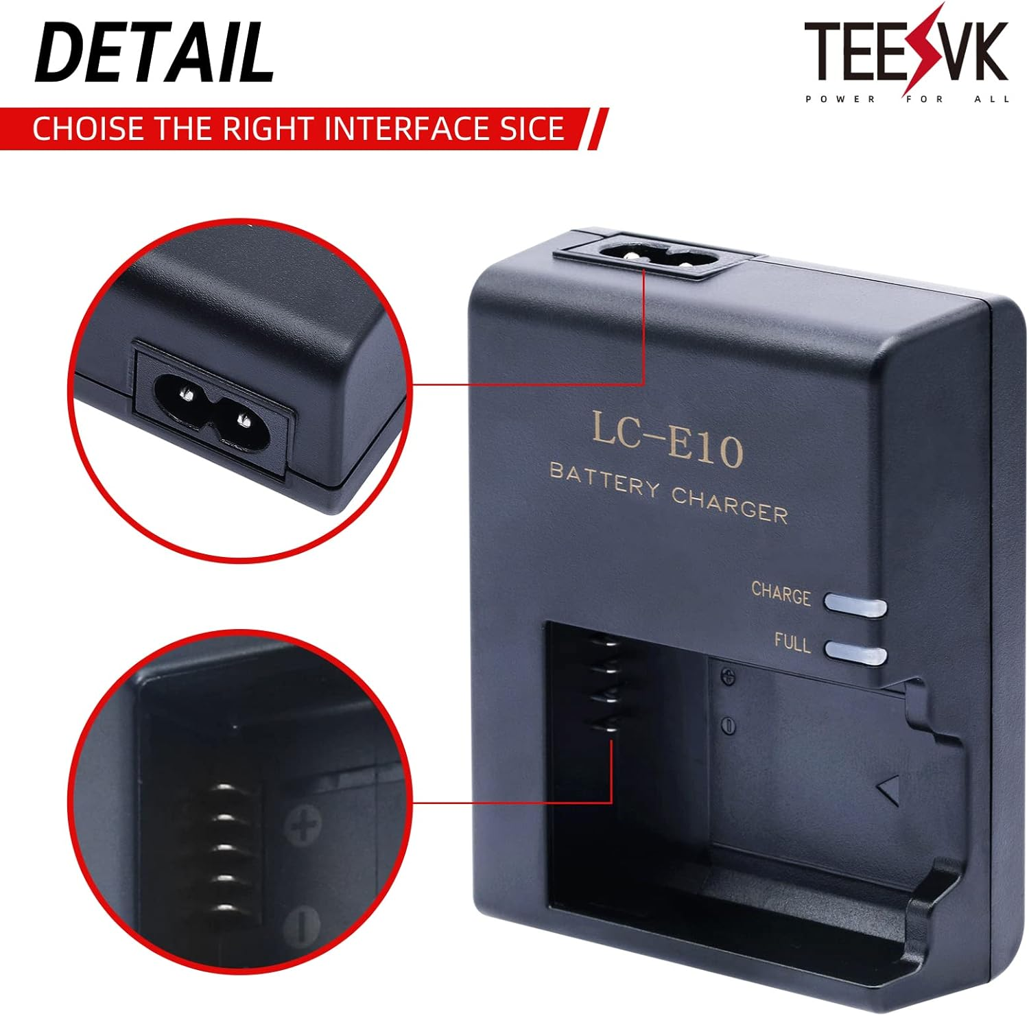 LC-E10 Battery Charger Compatible with Canon LC-E10 LC-E10C LC-E10E Battery for Canon EOS Rebel T3 T5 T6 T7 T100 1500D 2000D 3000D 4000D 1300D 1200D 1100D Cameras Power Supply image number 5