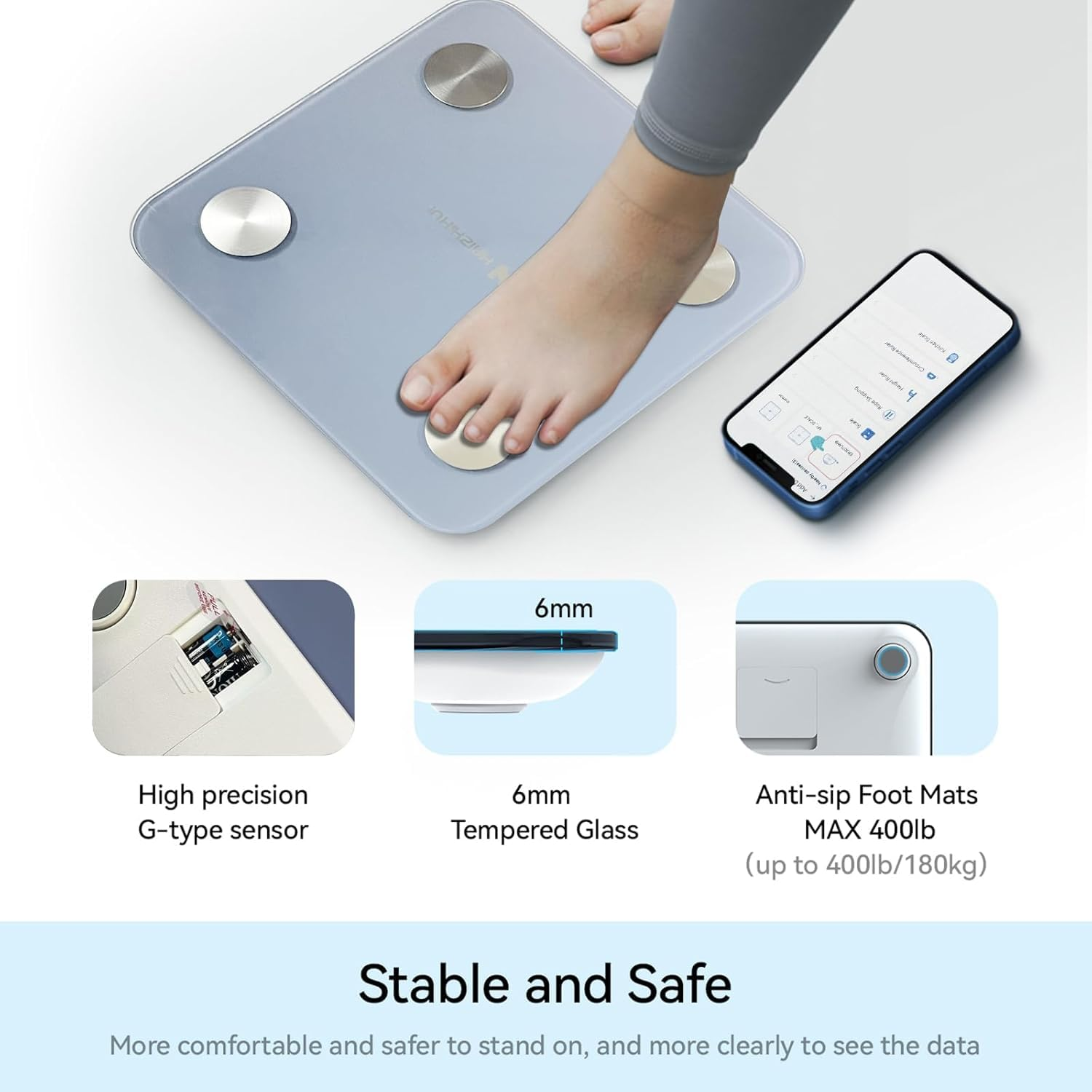 Fitdays Scale for Body Weight | 4-Electrode Technology for BMI/16 Body Metrics | Full-Color TFT Screen & High Precision | Bathroom Scale for Fitness/Weight Loss | FG2317WB-BLUE-AU image number 5