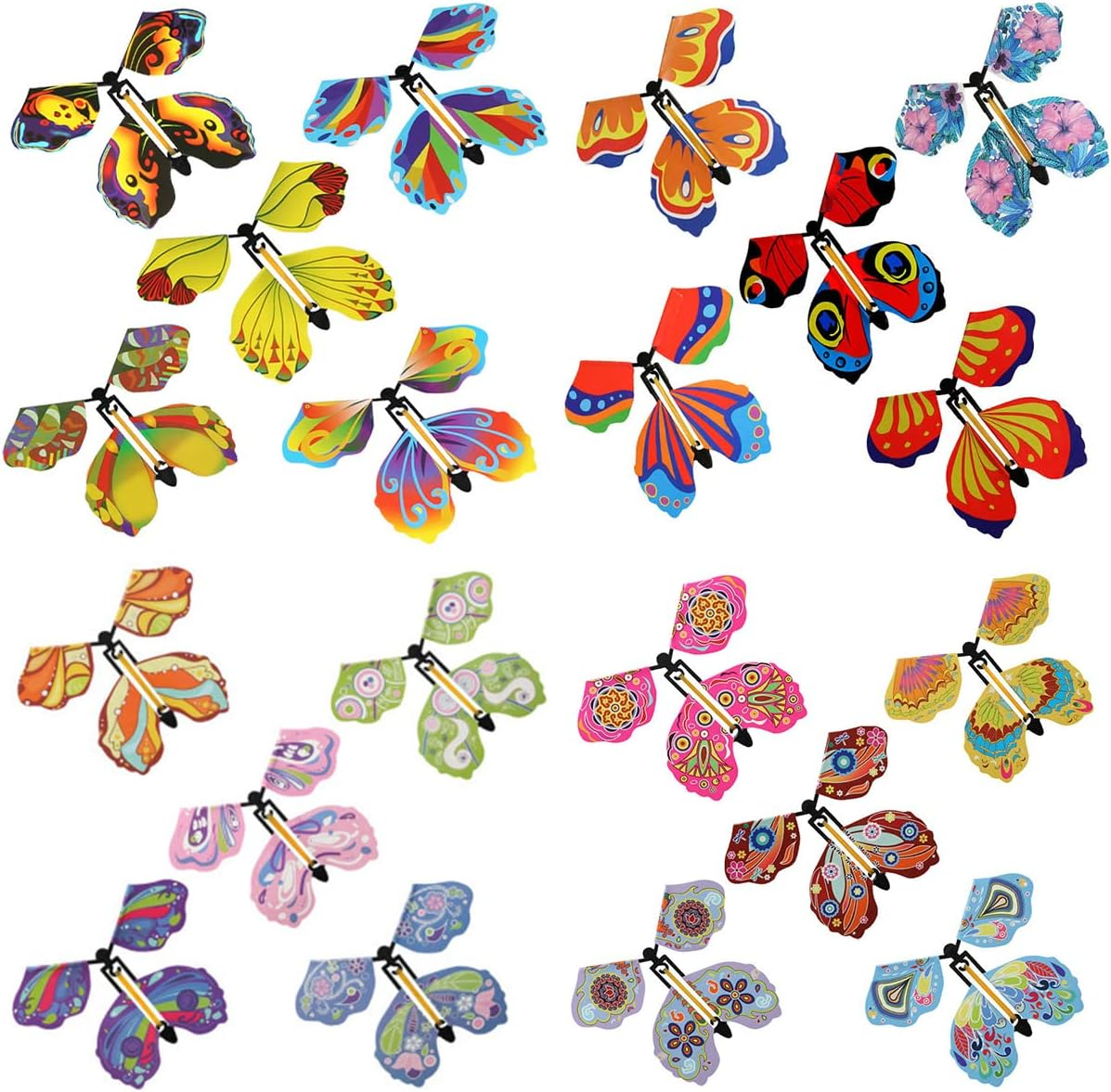 20Pcs Flying Butterfly Cards Rubber Band Powered Wind up Butterfly Toy for Birthday Wedding Greeting Cards Sensory Development Wind up Flying Paper Butterflies Set image number 5