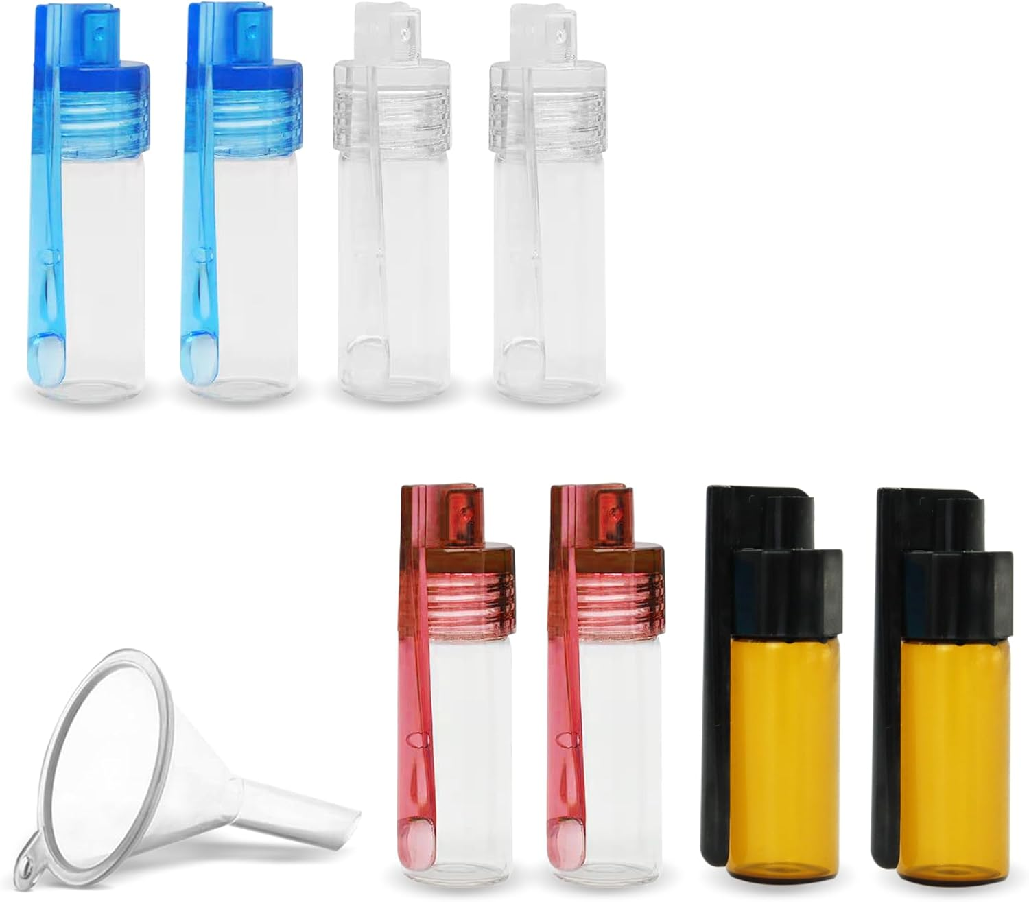 8 Pcs Portable Spice Containers Set, Camping Salt and Pepper Shakers with 1 Mini Funnel, Seasoning Bottles, Mini Glass Spice Jars with Lids for Outdoor Traveling Cooking (8 Pcs) image number 3