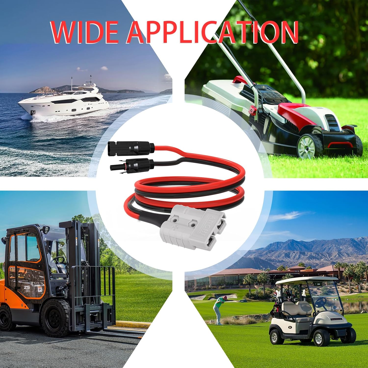 ELFCULB Solar to Anderson Plug, 10AWG Anderson 50A to Solar Plug Cable for Solar Panels, RV, Solar Generators (3 M) image number 2