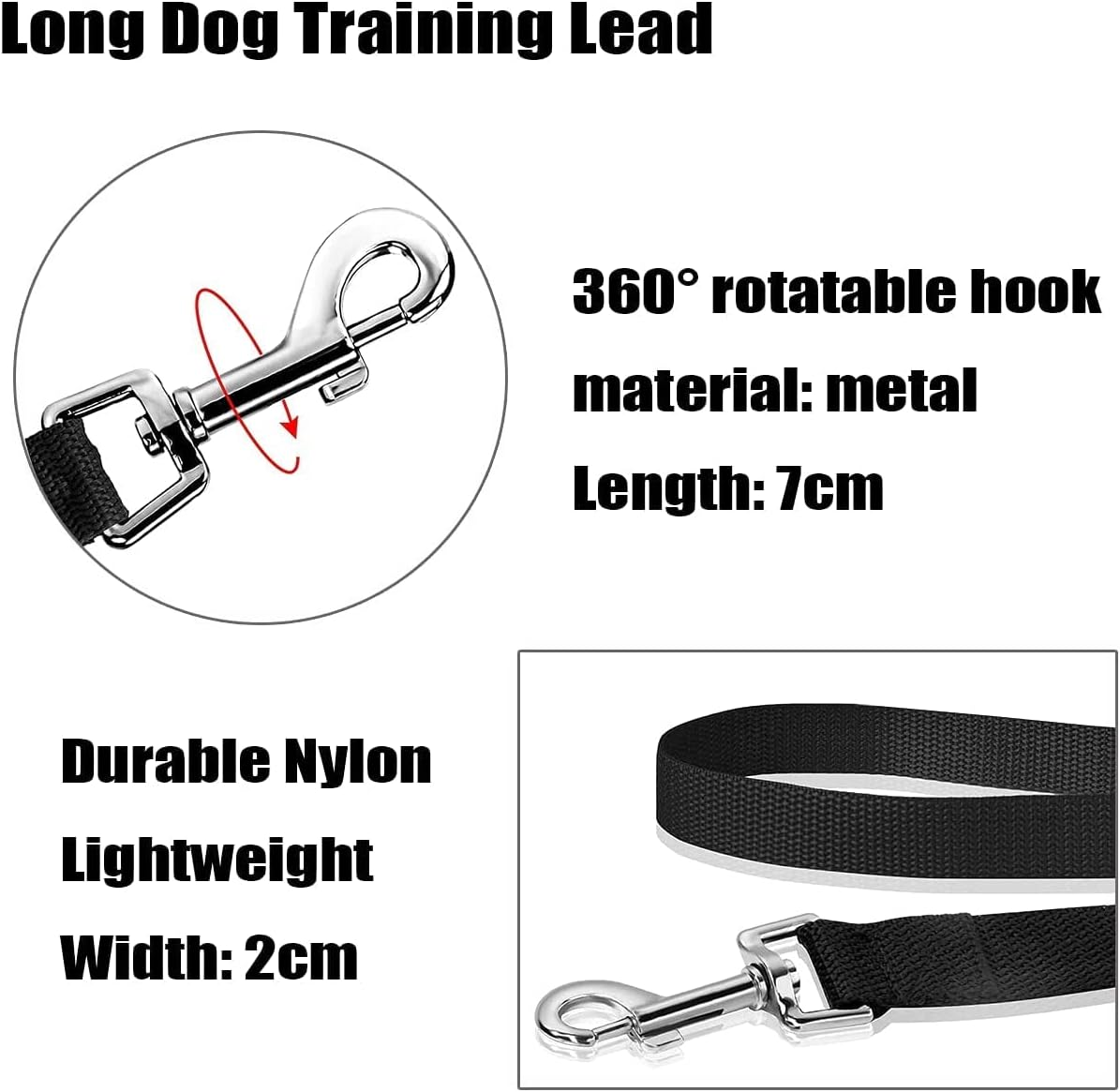 Medium Dog Leads 30M, Training Lead for Dogs with Padded Handle, Extra Long Line 30M Long Dog Leash for Recall Training, Tracking Leash for Dogs, Ideal for Yard, Lawn, Park, Beach, Obedience image number 4