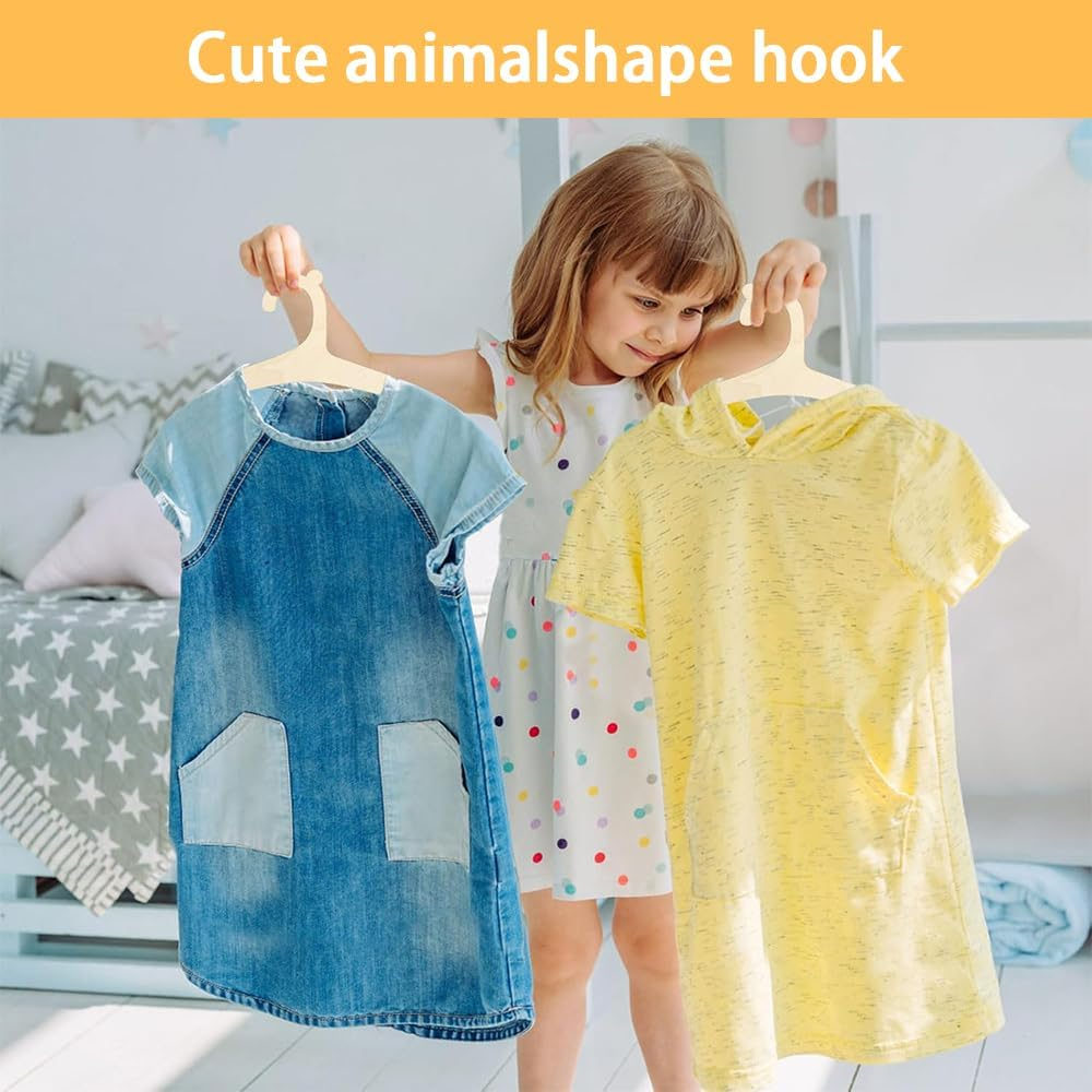 20 Pack Kids Wooden Hangers, 22 CM Mini Toddler & Baby Clothes Hangers with Cute Bear Ears for Boys & Girls, Infant & Children Closet Organizer image number 3