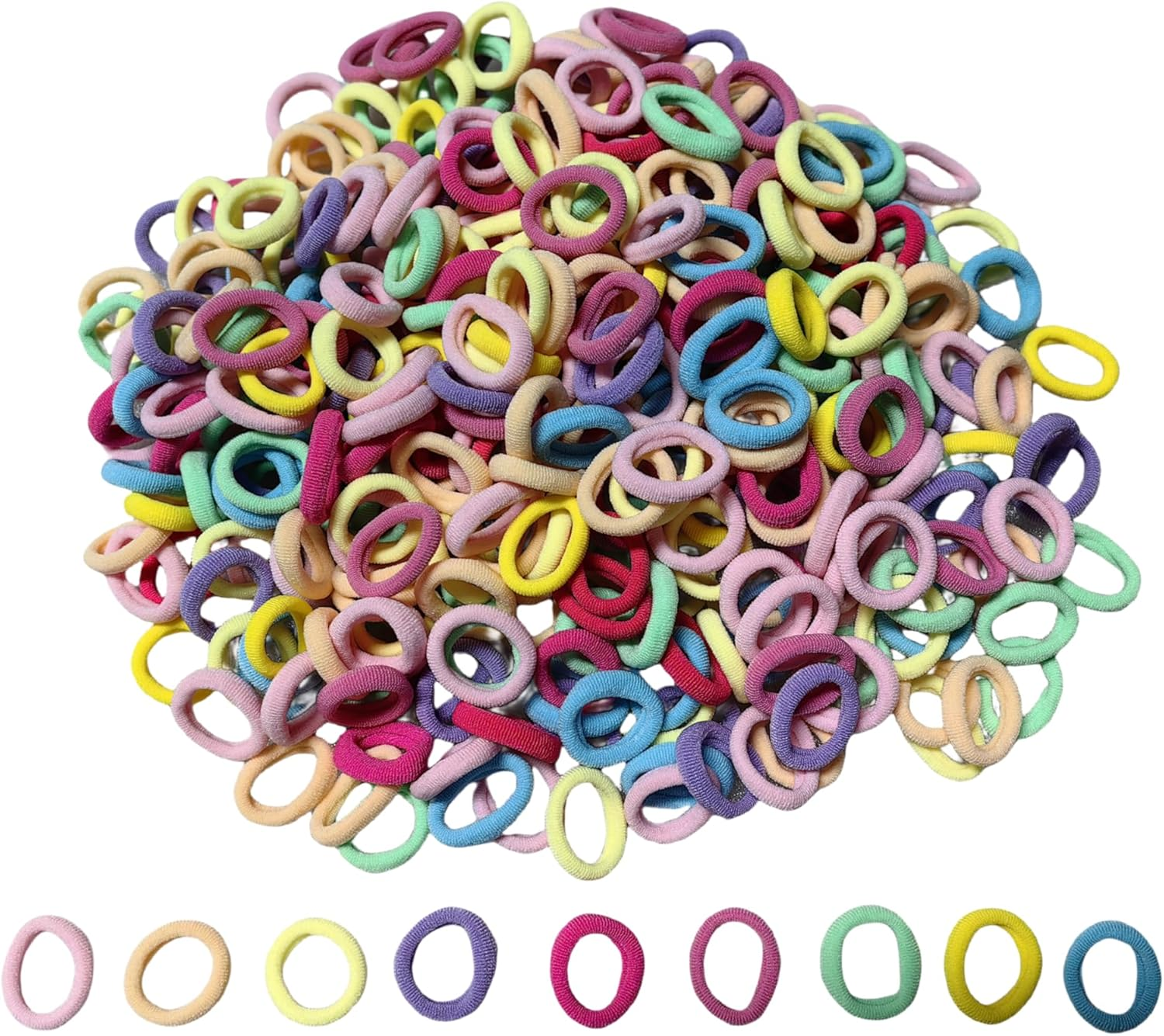 400 PCS Hair Ties Headbands Baby Girls Elastic Headbands Black Colorful Small Rubber Bands Ponytail Holder (Mixed Color Pink) image number 3