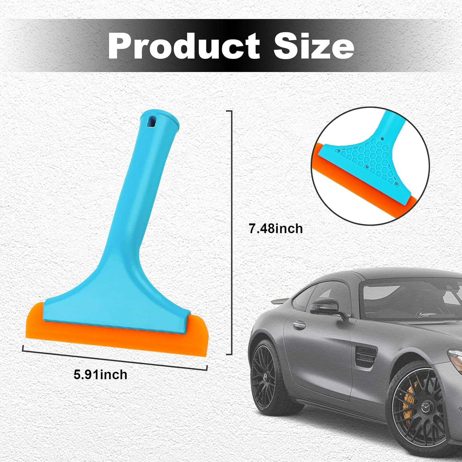 Ziciner Small Silicone Window Squeegee, Car Windshield Water Blade Squeegee, Multifunctional Auto Squeegee with 5.9 Inch Blade and Non-Slip Handle for Car Window, Mirror, Home Cleaning (Blue) - Light Green image number 6