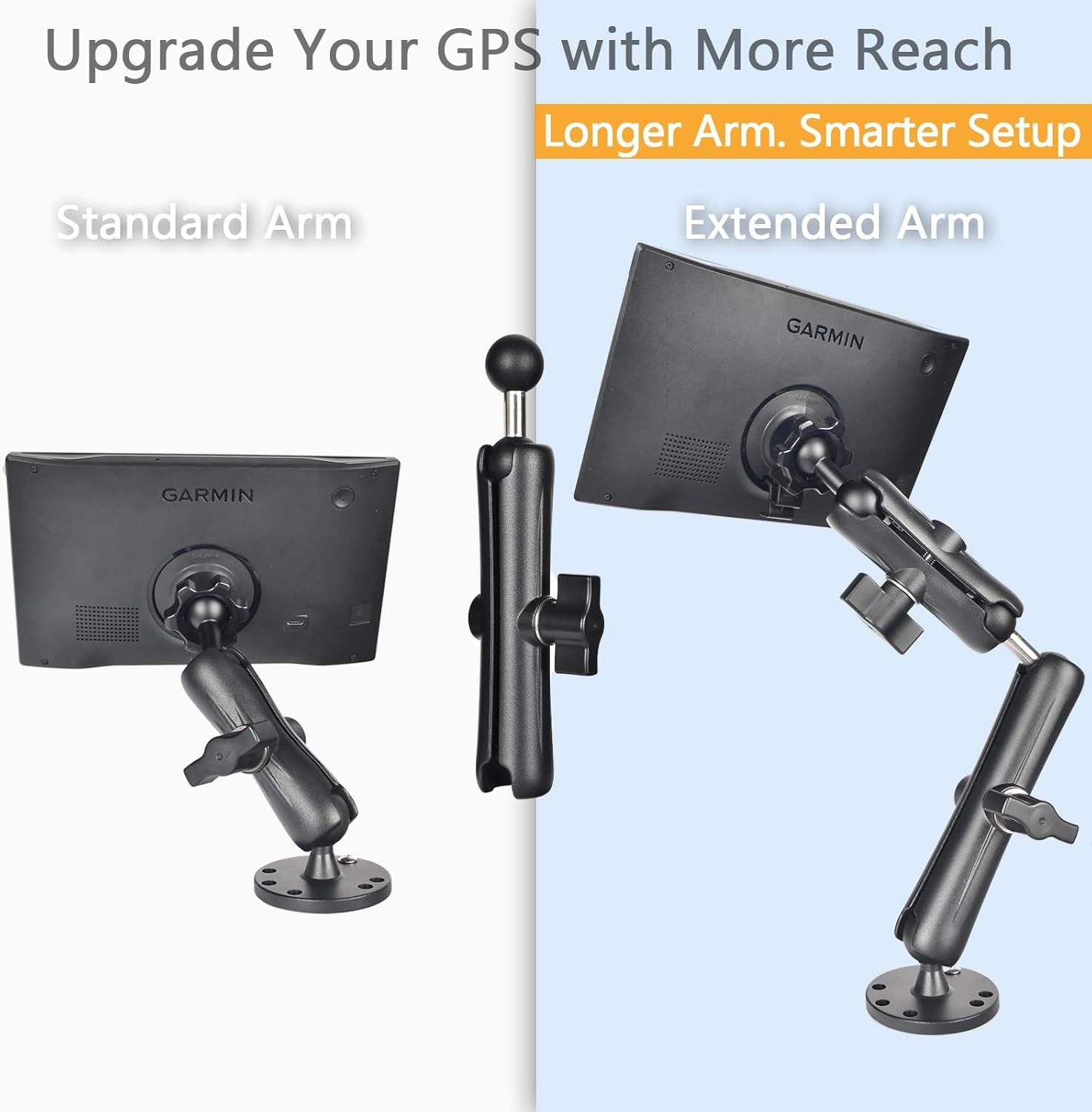 1" Double Socket Arm with Dual Ball Adapter, Aluminum Alloy Extension Arm for RAM B Size, Fits Motorcycle Phone Mount, Tablet Holder, GPS, Fish Finder, Boat,Car,Utv image number 5