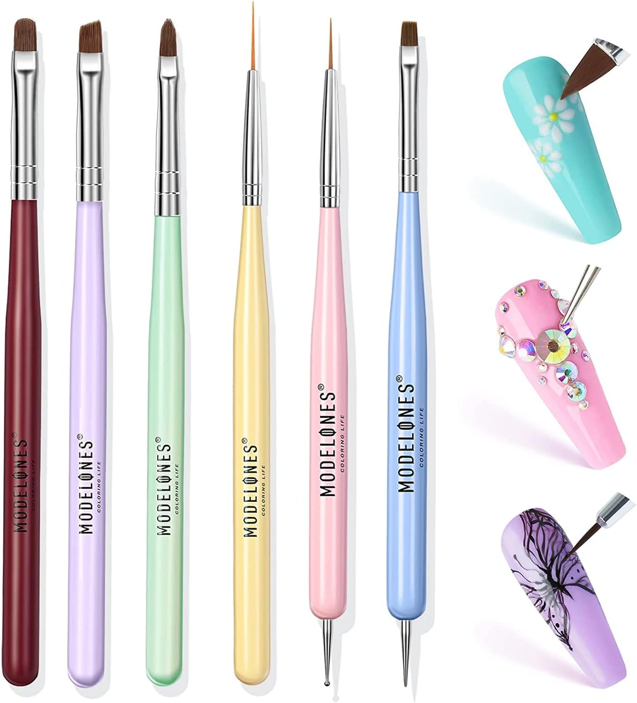 Modelones Nail Art Brushes Set, Nail Art Design Pen Painting Tools with Nail Extension Gel Brush, Nail Art Liner Brush and Nail Dotting Pen for Gel Polish Manicure Salon DIY at Home image number 6