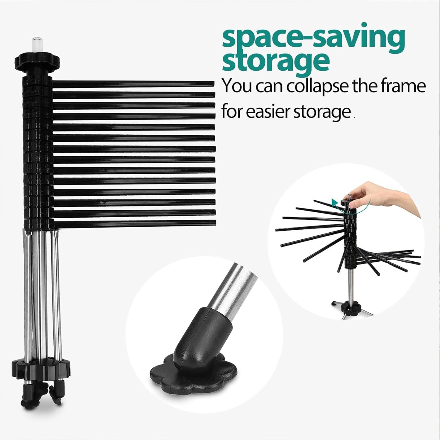 Collapsible Pasta Drying Rack, Tall Compact Spaghetti Noodle Stand with 14 Plastic Rods, Spaghetti and Noodle Dryer Rack image number 2