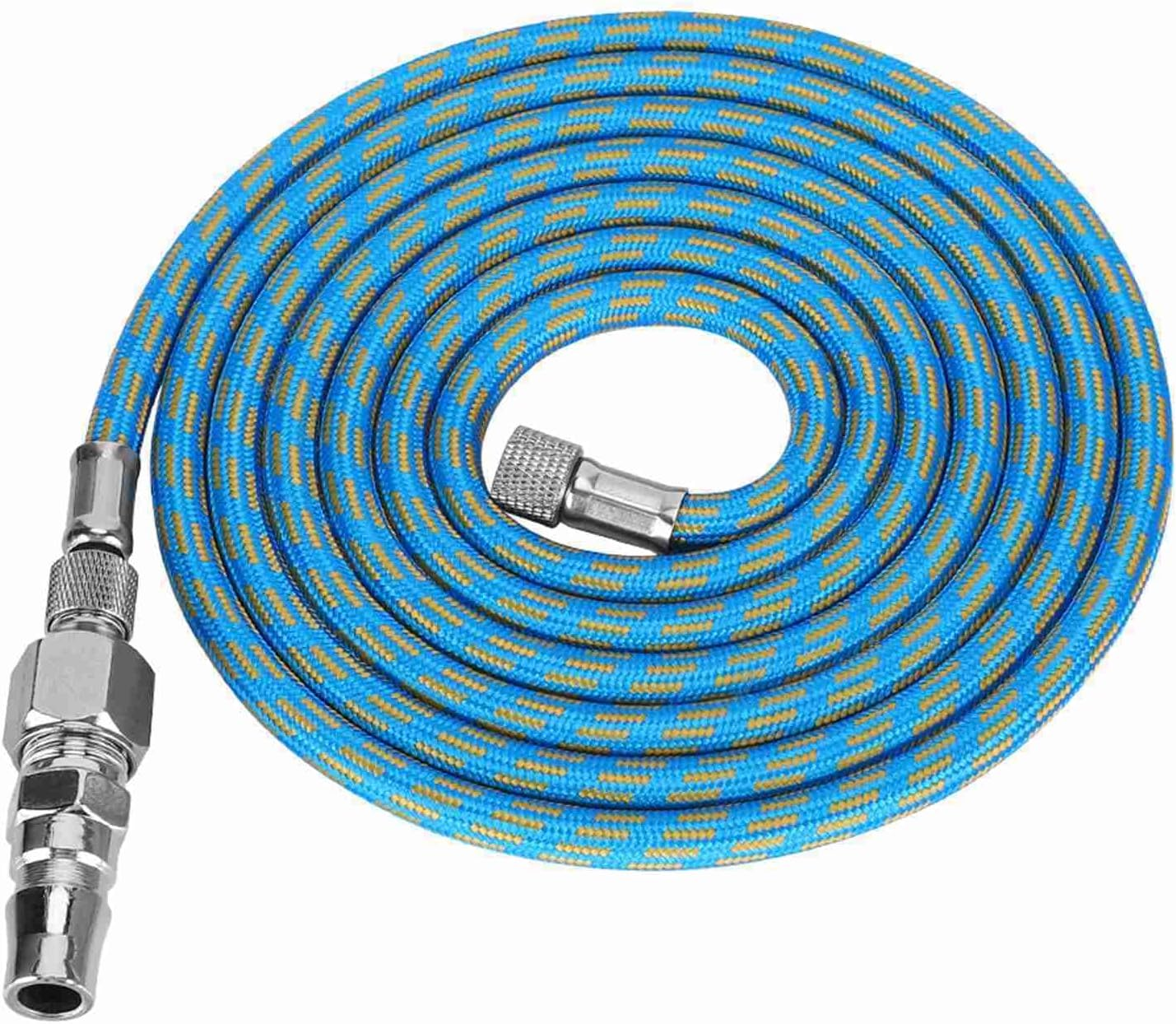 Braided Airbrush Air Hose Adapter Kit Airhose Spray Gun Compressor Nylon Blue 6Ft 1/8In‑1/4In image number 1