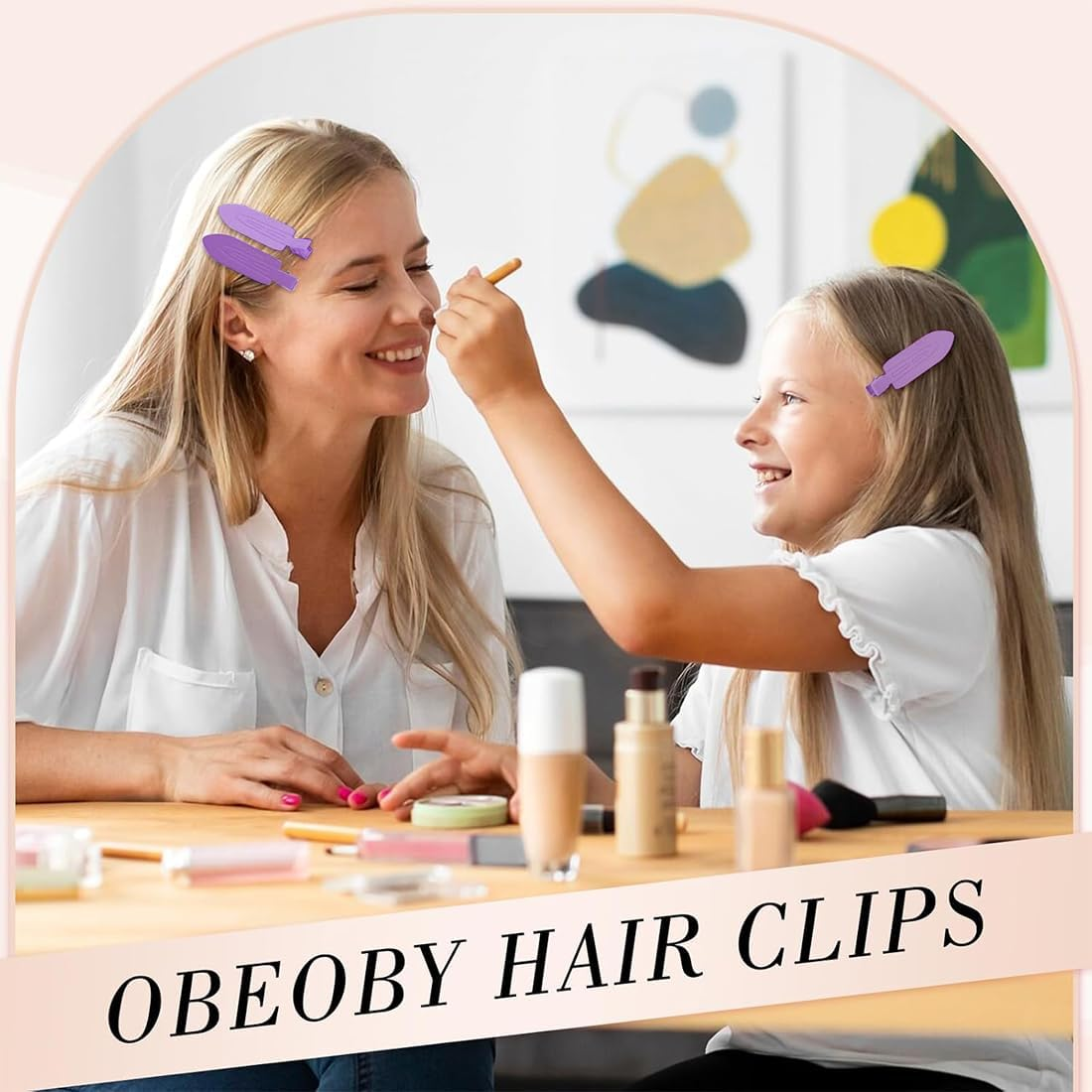 GGUFAY Gradient Hair Clip 9 Pieces Hair Clips Simple Y2K Headpiece with round Hair Accessories Gradient 3 Colors (Purple) image number 2