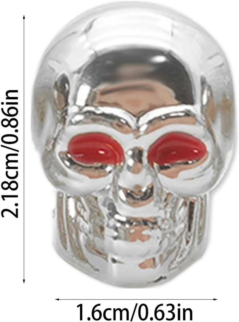 4Pcs Skull Valve Stem Caps &ndash; Uniiversal Tyre Valve Air Caps Cool Skull Design, Copper Core Valve Covers for Rims, Car Styling for Car, SUV, Truck, Bike, Engine - Black image number 3